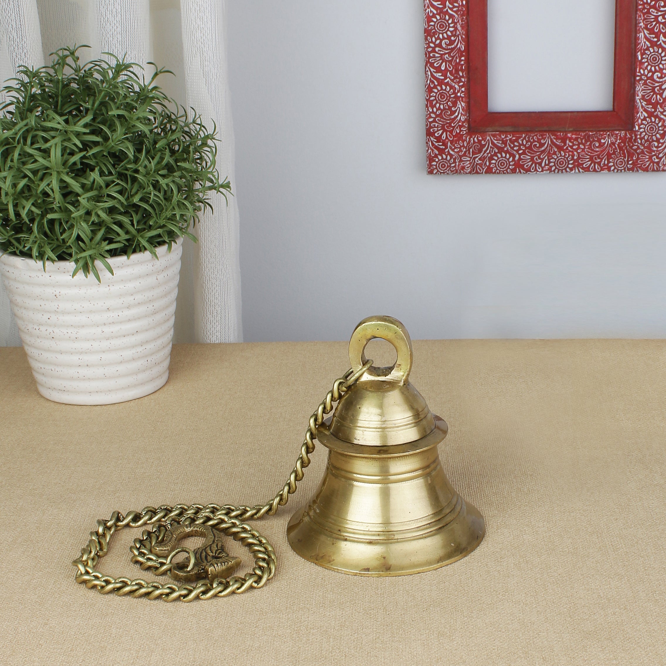 Brass Hanging Bell with Chain