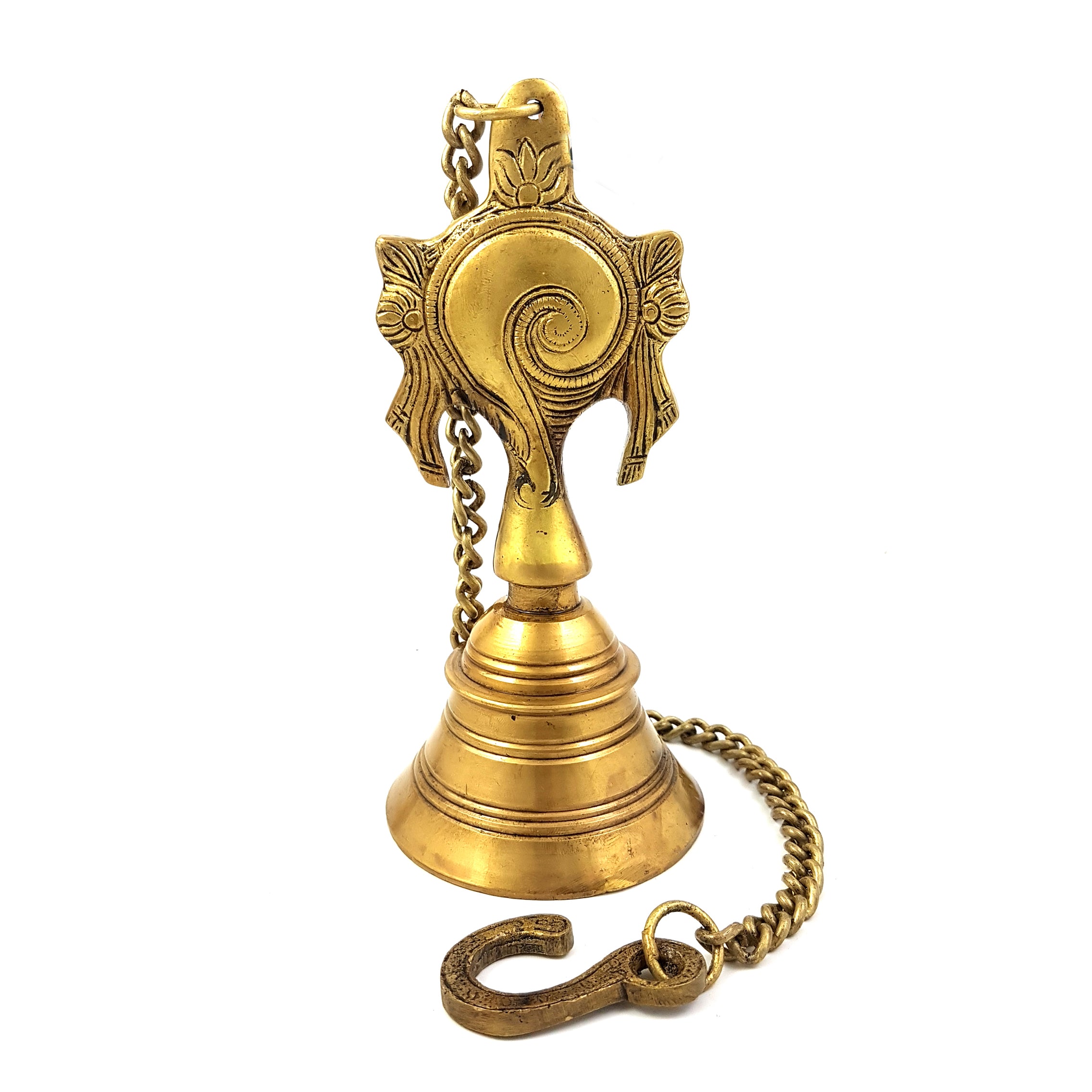 Brass Shankh Chakra Design Hanging Bell