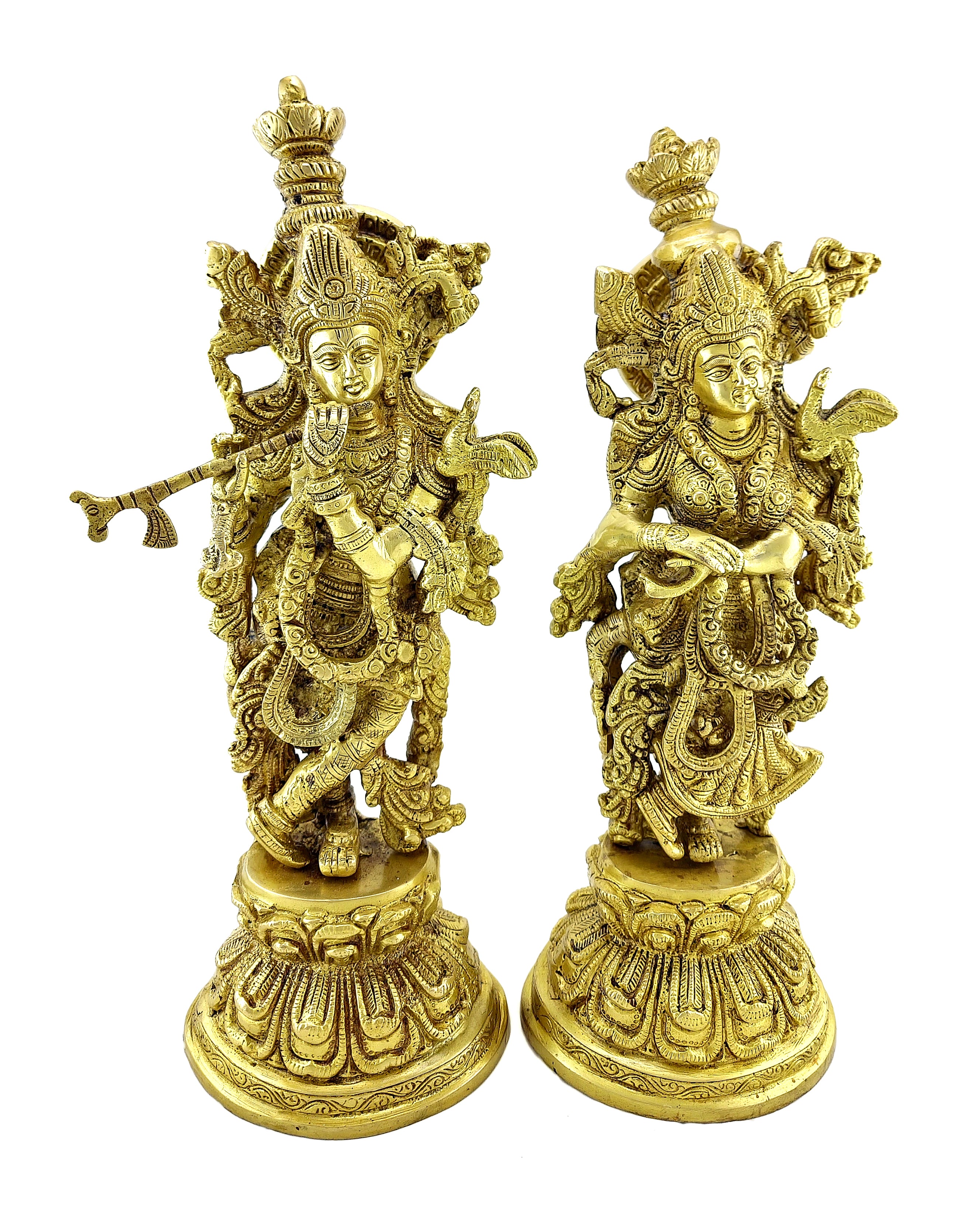 Brass Radha Krishna 15 Inches Statue Pair