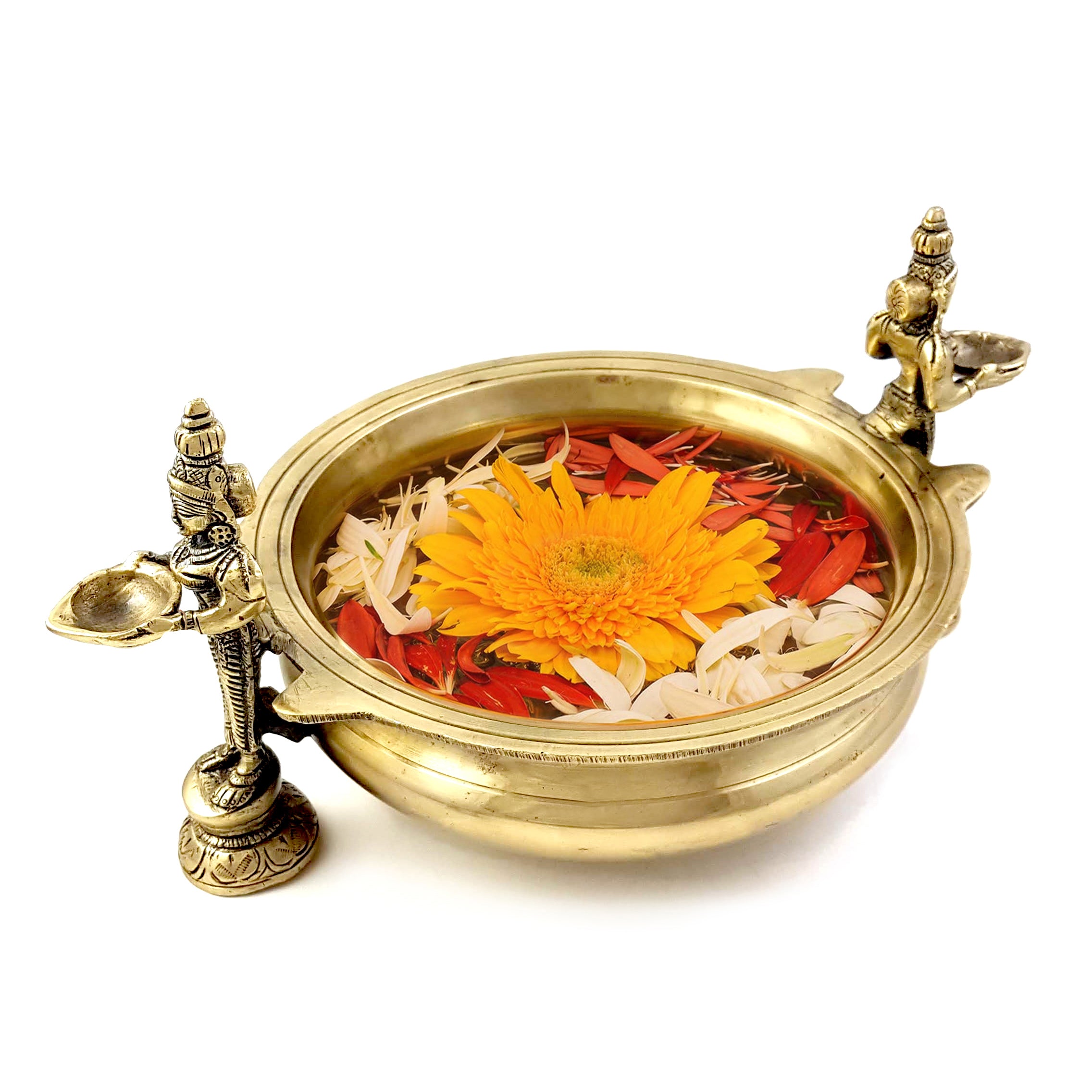 Brass Deep Laksmi Design Traditional Urli Bowl Decor Showpiece