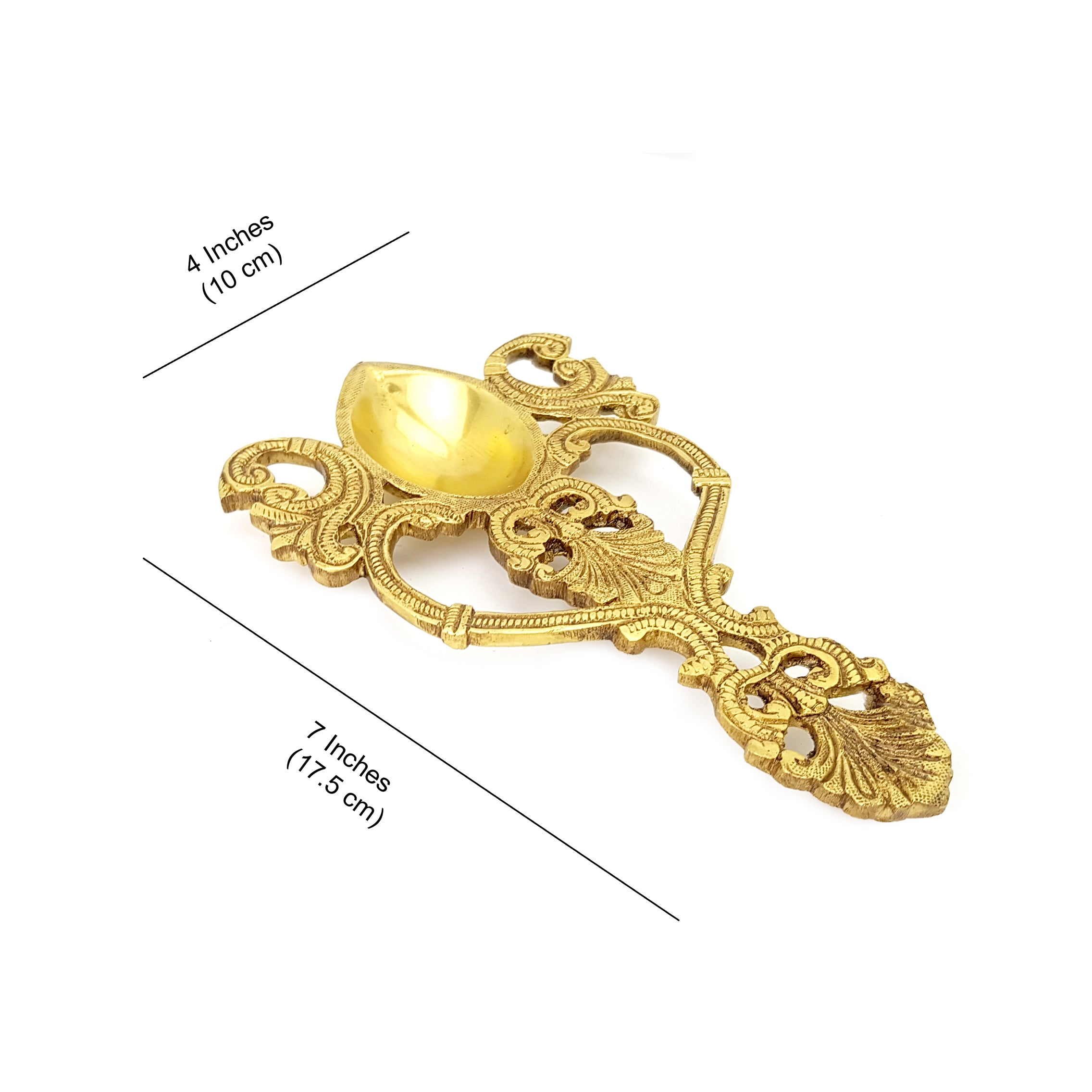 Brass Ethnic Handcarved Pooja Havan Spoon, Aarti Spoon (Golden)