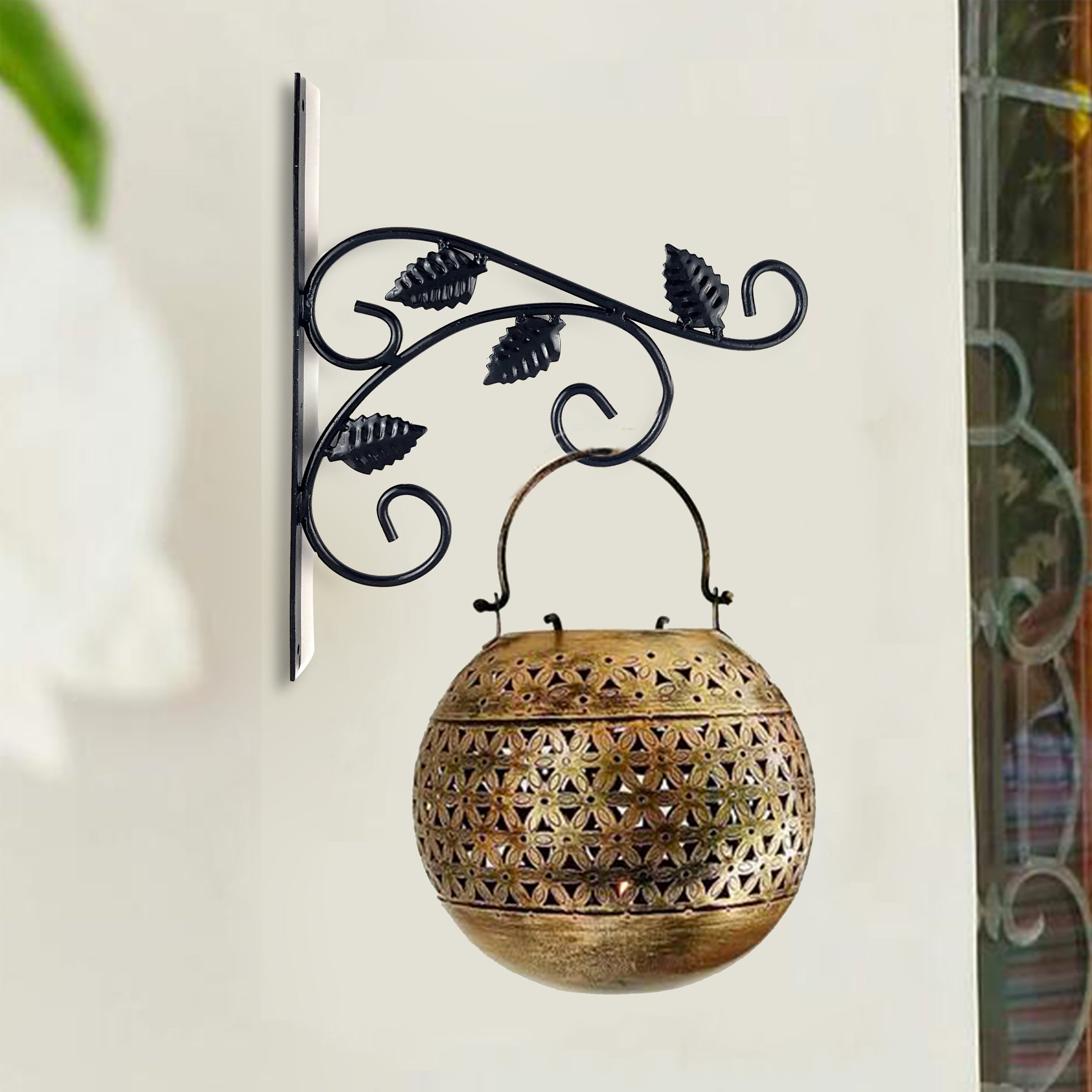 Designer Leaf Antique Wall Bracket for Bird Feeders & Houses Planters Lanterns for Diya Hangers