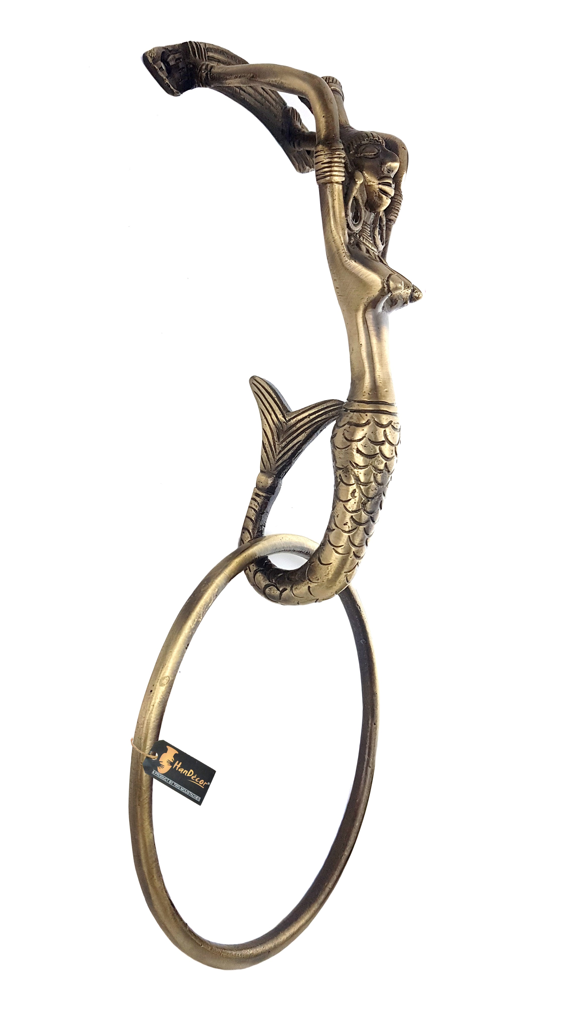 Mermaid Design Brass Towel Hanger, Brass Towel Holders for Bathroom