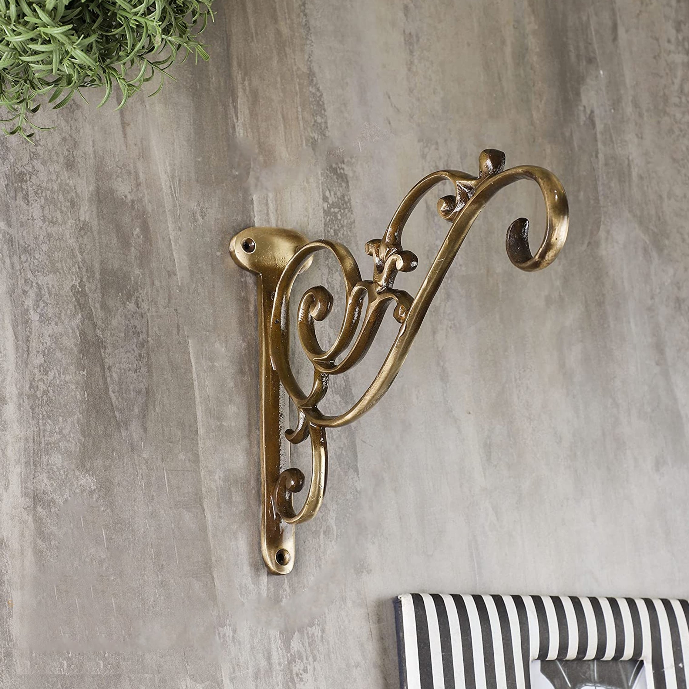 Brass Handmade Roman Gothic Carving Design Wall Lantern Diya Hanger, Planter Hangers