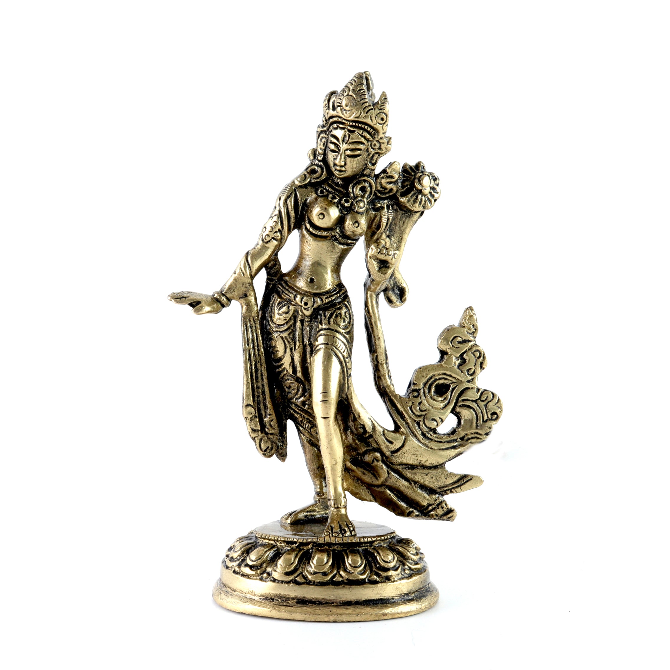 Brass Standing Tara Devi 5 Inches Statue