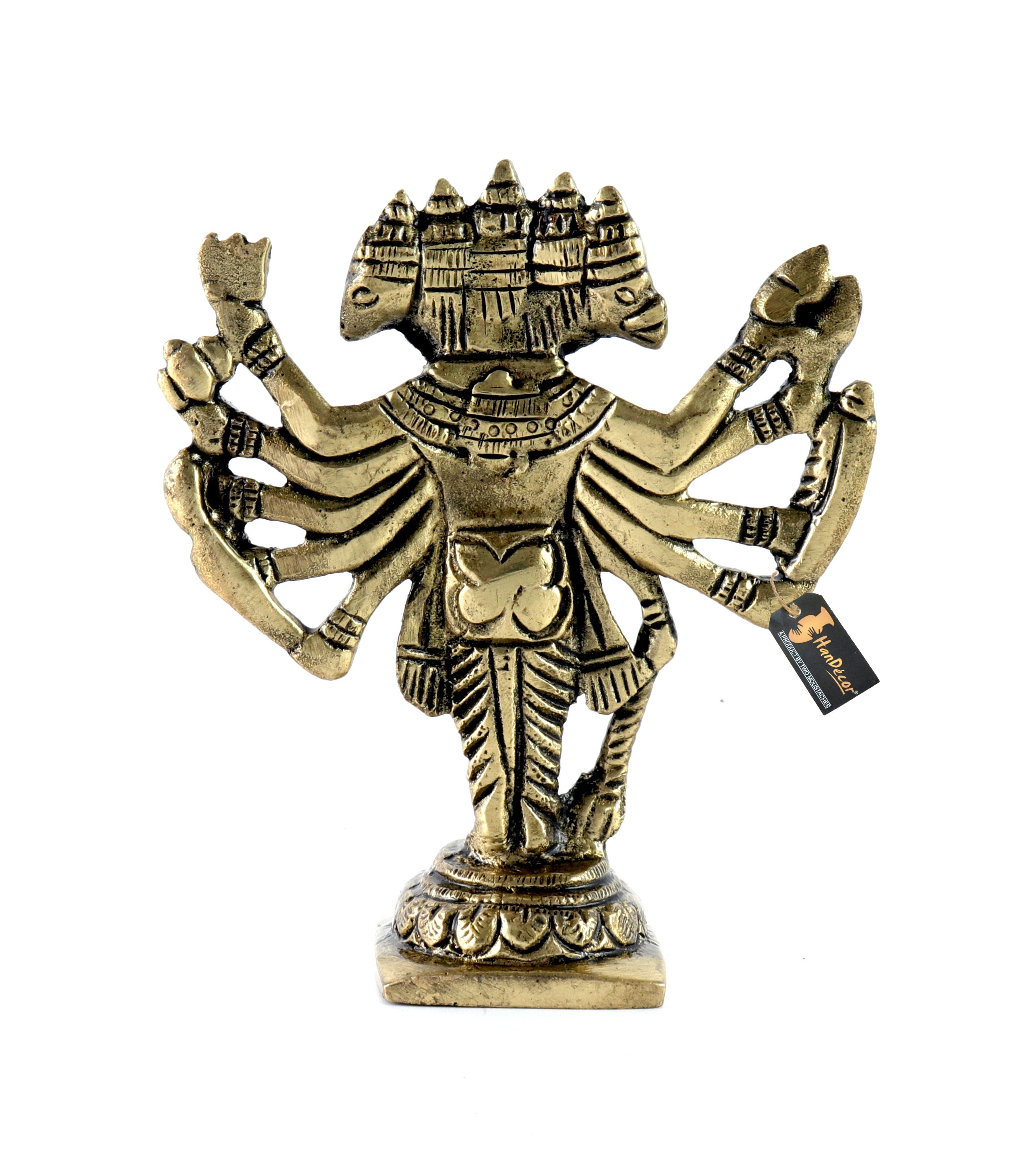Brass Standing Panchmukhi Hanuman Statue, Antique White Finished