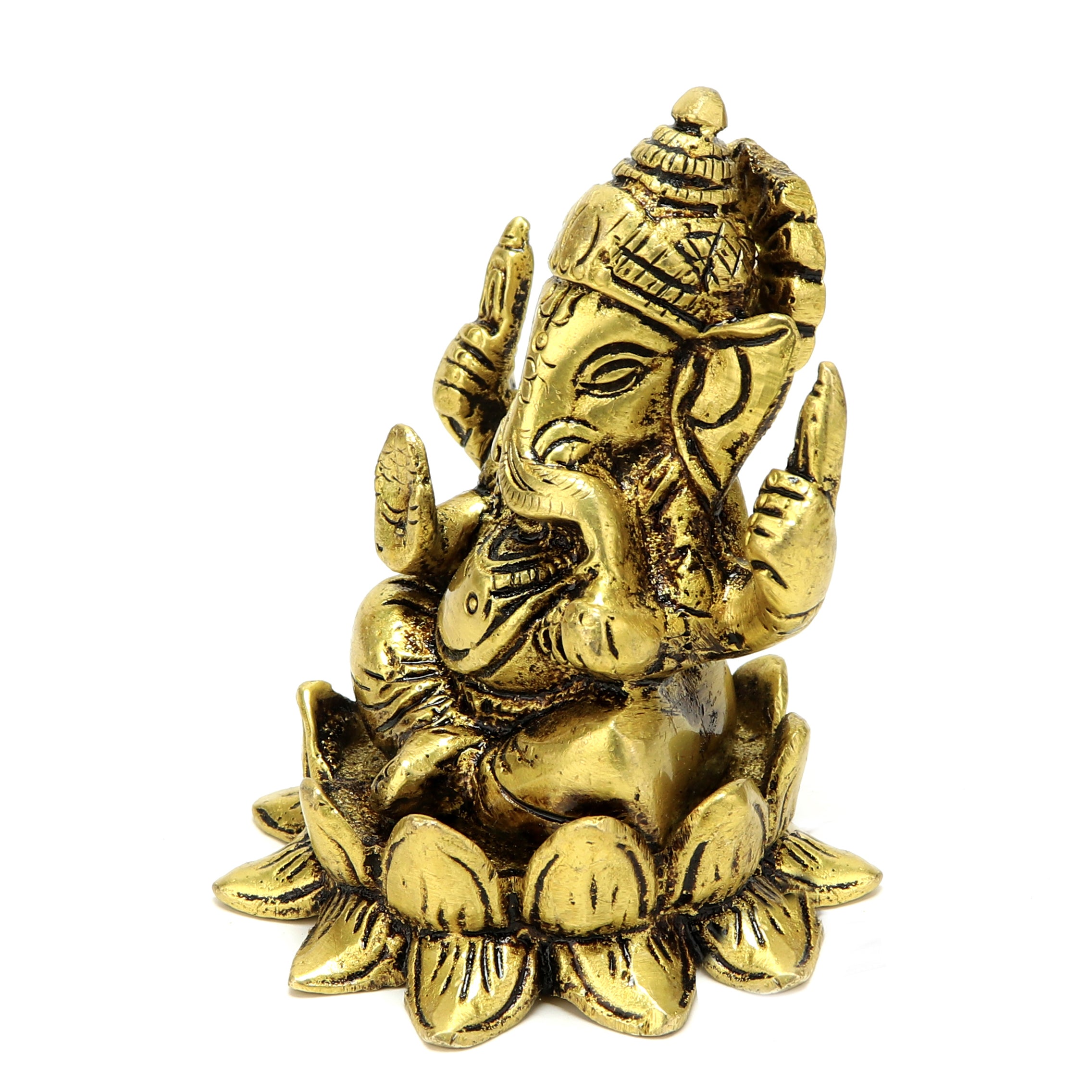 Brass Ganesha on Lotus Showpiece