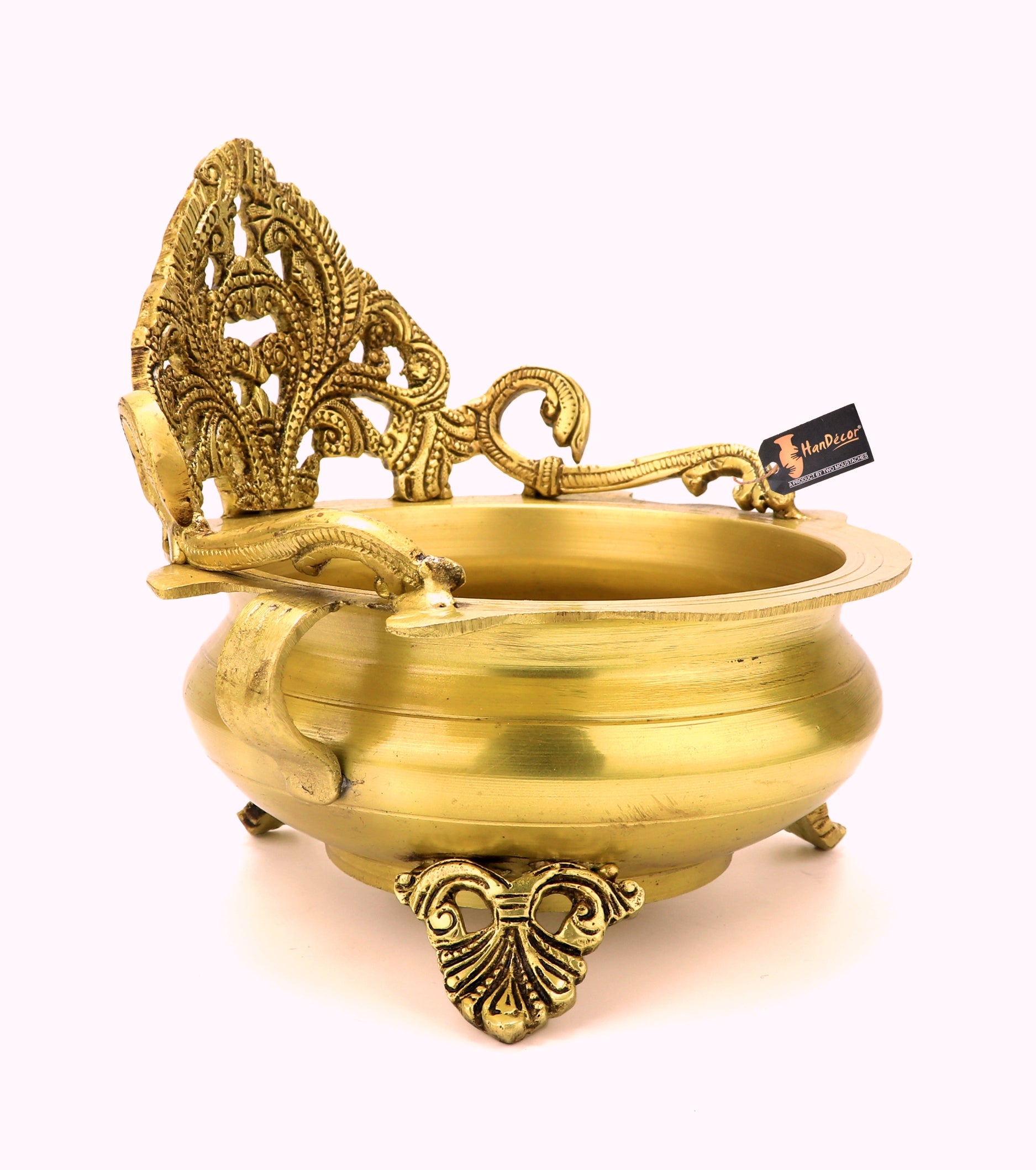 Brass Ethnic Design 6 Inches Brass Urli Bowl Showpiece, Brass Urli Decor Bowl Showpiece