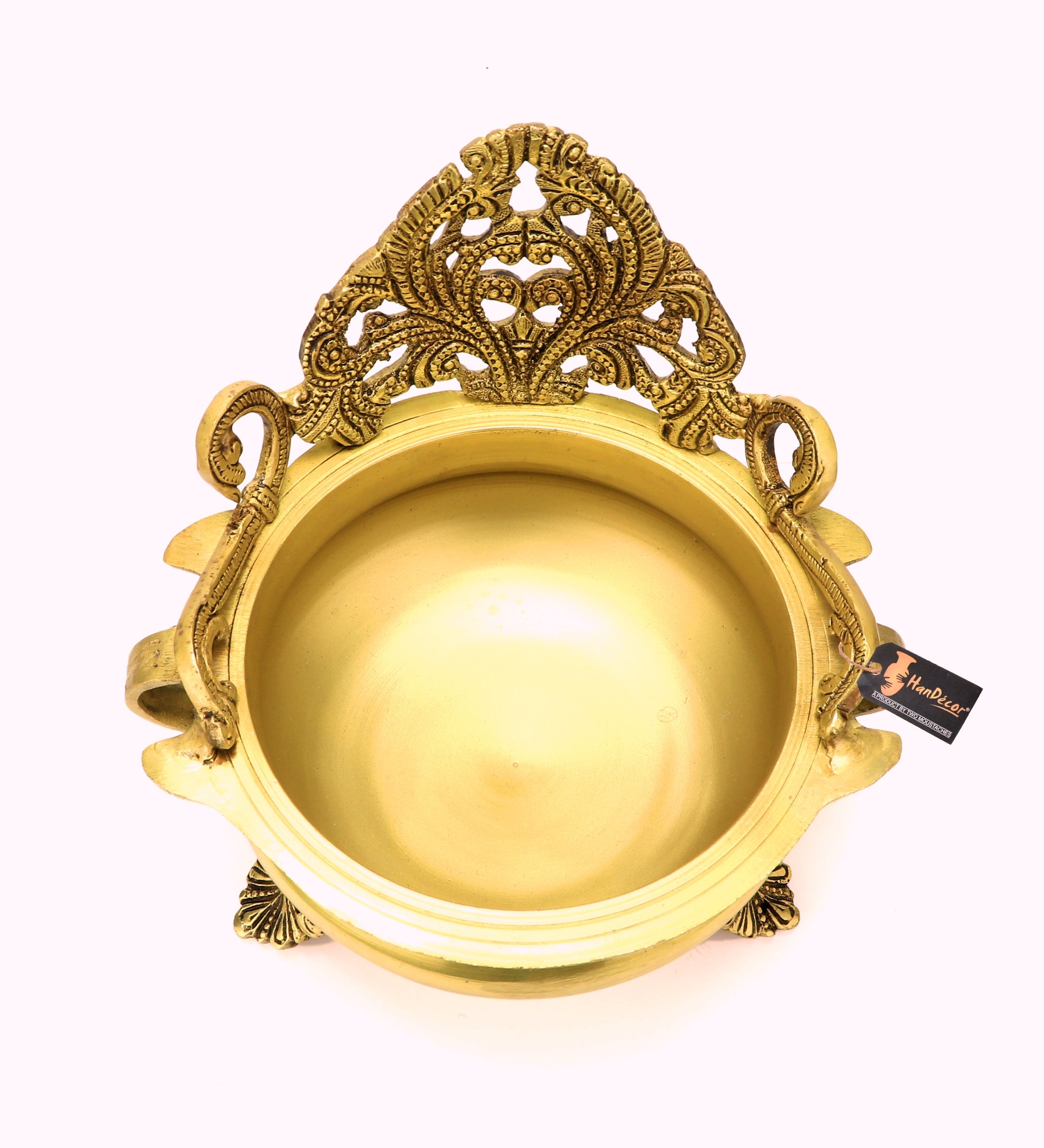 Brass Ethnic Design 6 Inches Brass Urli Bowl Showpiece, Brass Urli Decor Bowl Showpiece