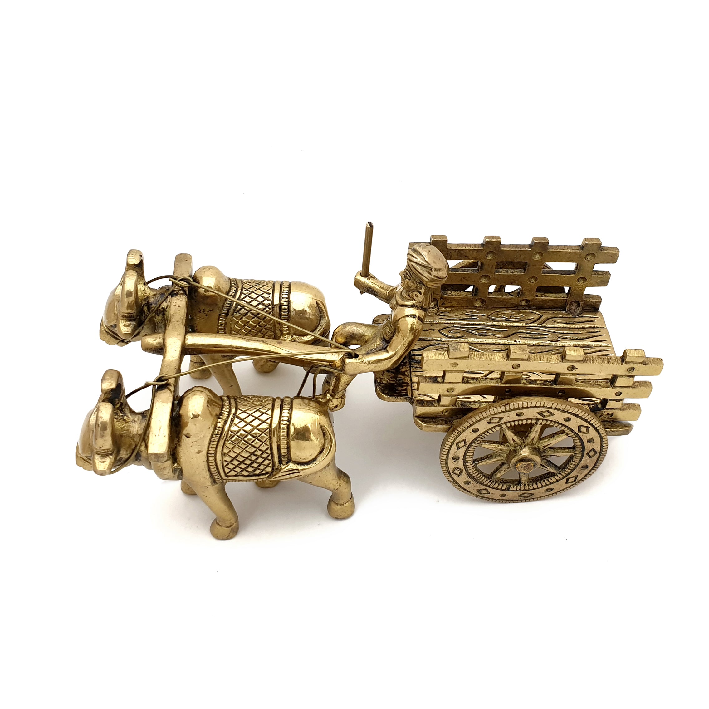 Brass 7.5 Inches Bullock Cart Showpiece, Showpiece for Home