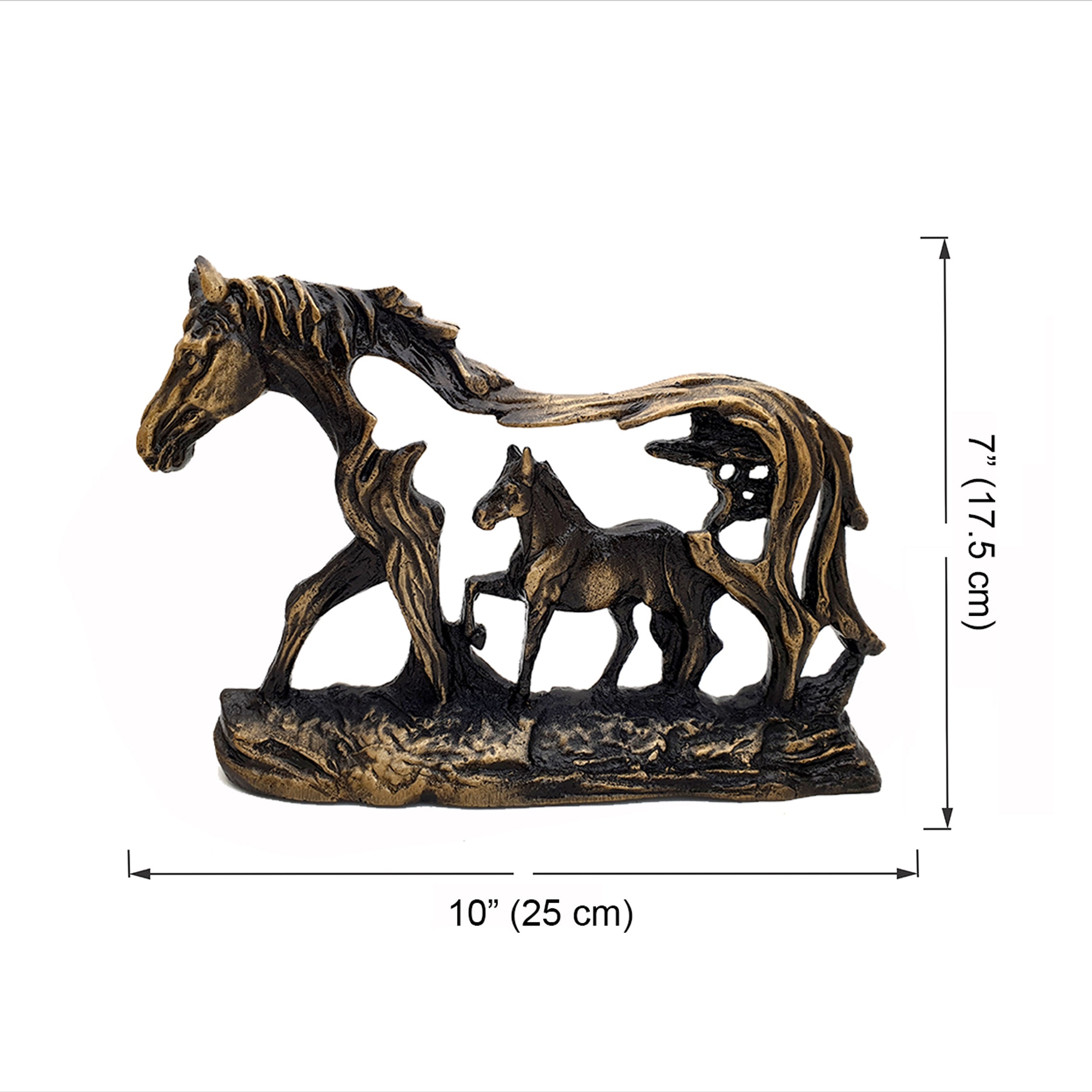 Metal Running Horse with Baby Horse Showpiece
