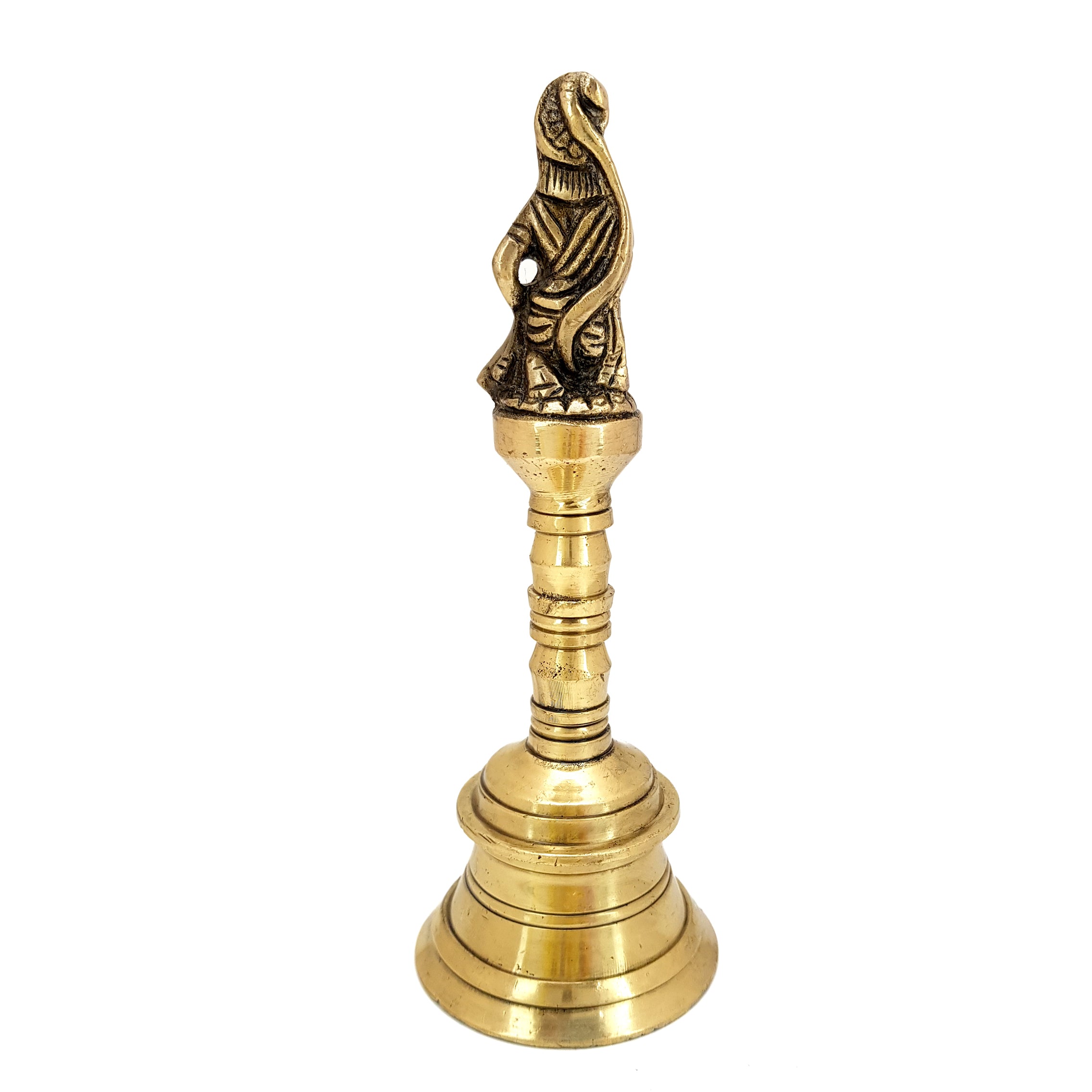 Brass 6 Inches Hanuman Pooja Hand Bell, Ghanti for Puja