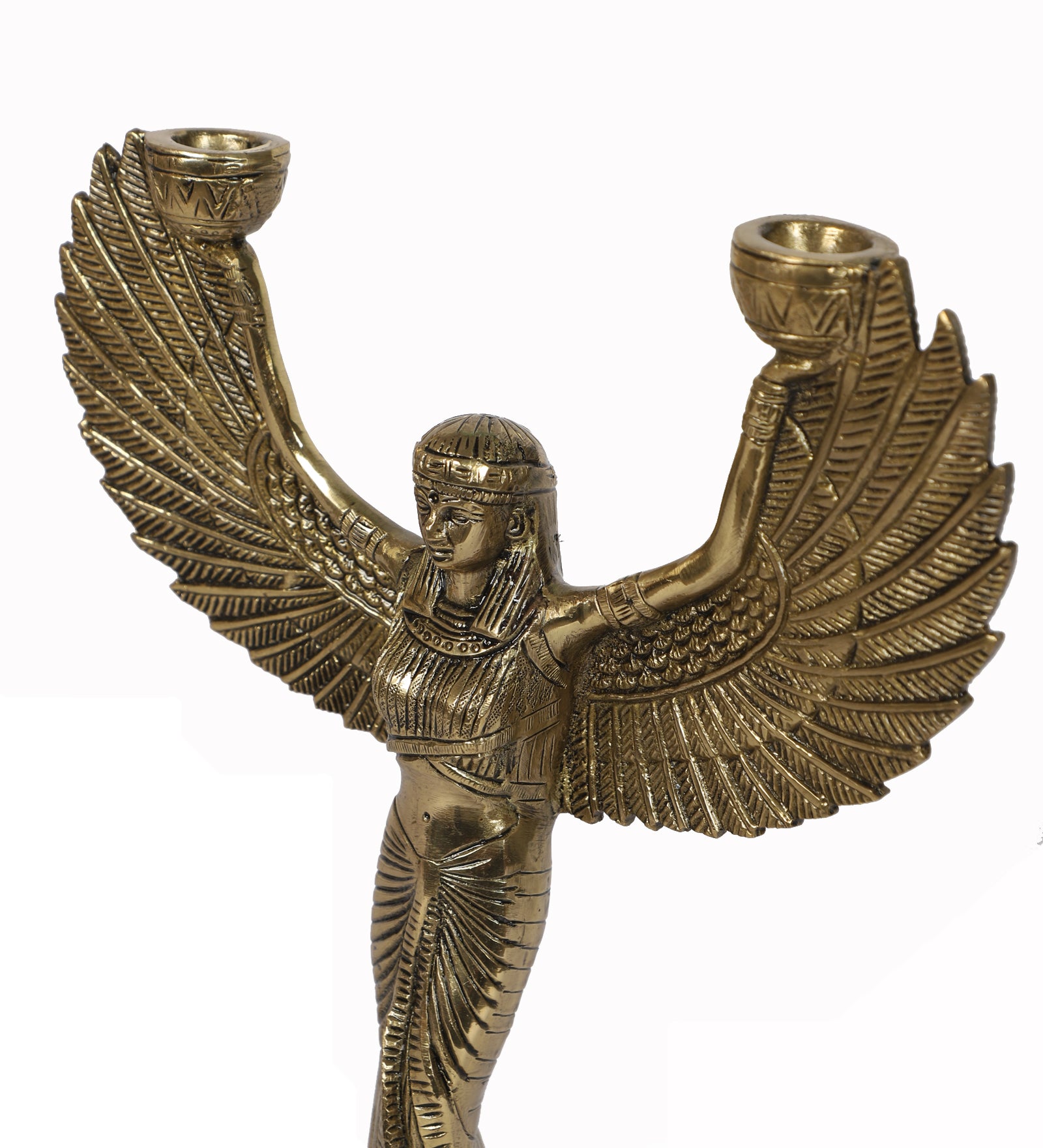 Goddess Isis Brass 11.5 Inches Statue with Candle Holder, Brass Egyptian Godess Statue