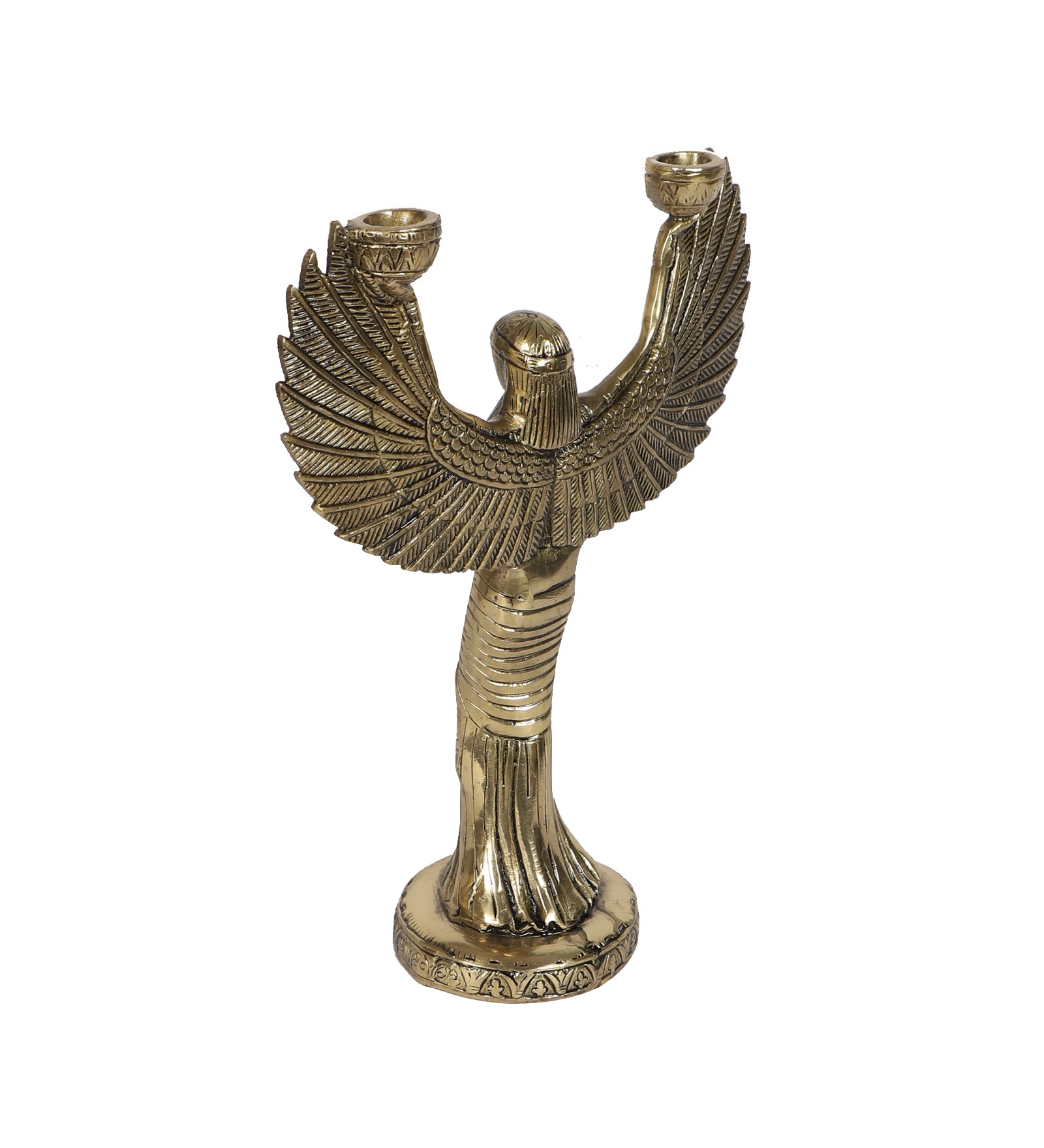 Goddess Isis Brass 11.5 Inches Statue with Candle Holder, Brass Egyptian Godess Statue