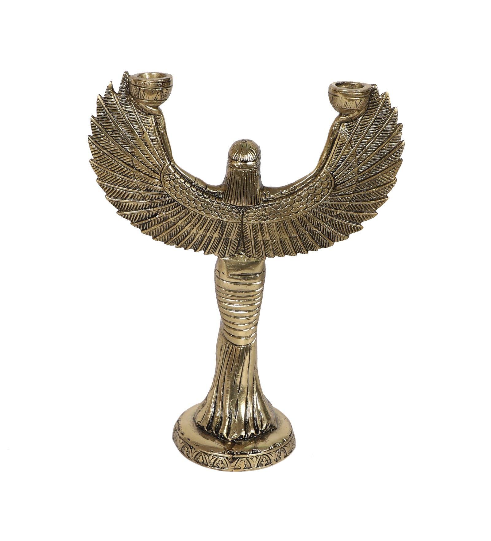 Goddess Isis Brass 11.5 Inches Statue with Candle Holder, Brass Egyptian Godess Statue