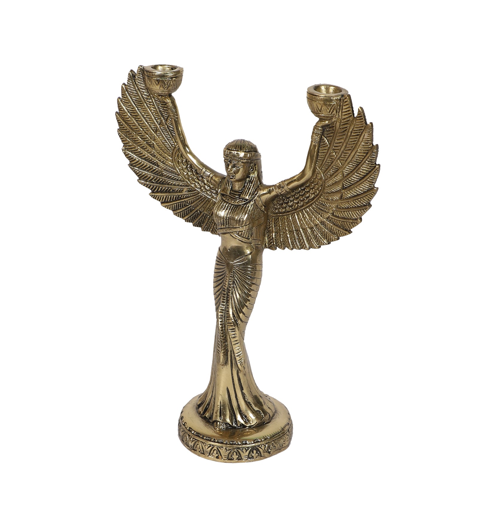 Goddess Isis Brass 11.5 Inches Statue with Candle Holder, Brass Egyptian Godess Statue