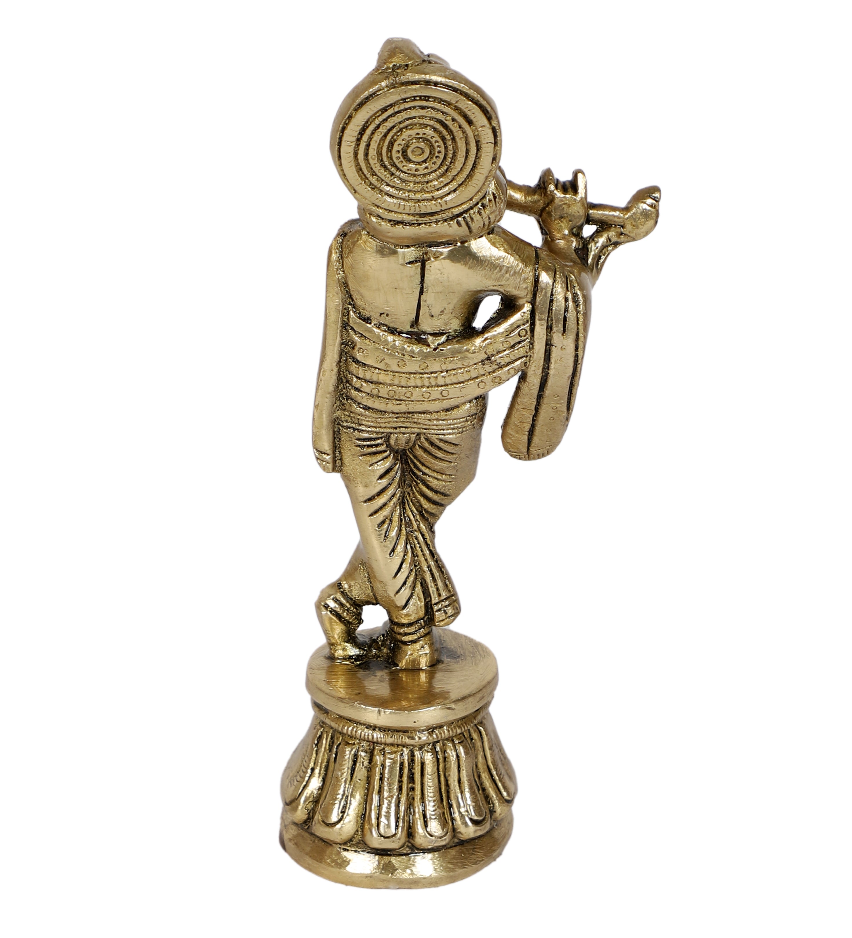 Brass Krishna Playing Flute 7 Inches Statue, Brass Krishna Statue for Home Temple, Brass Krishna Idol, Antique White