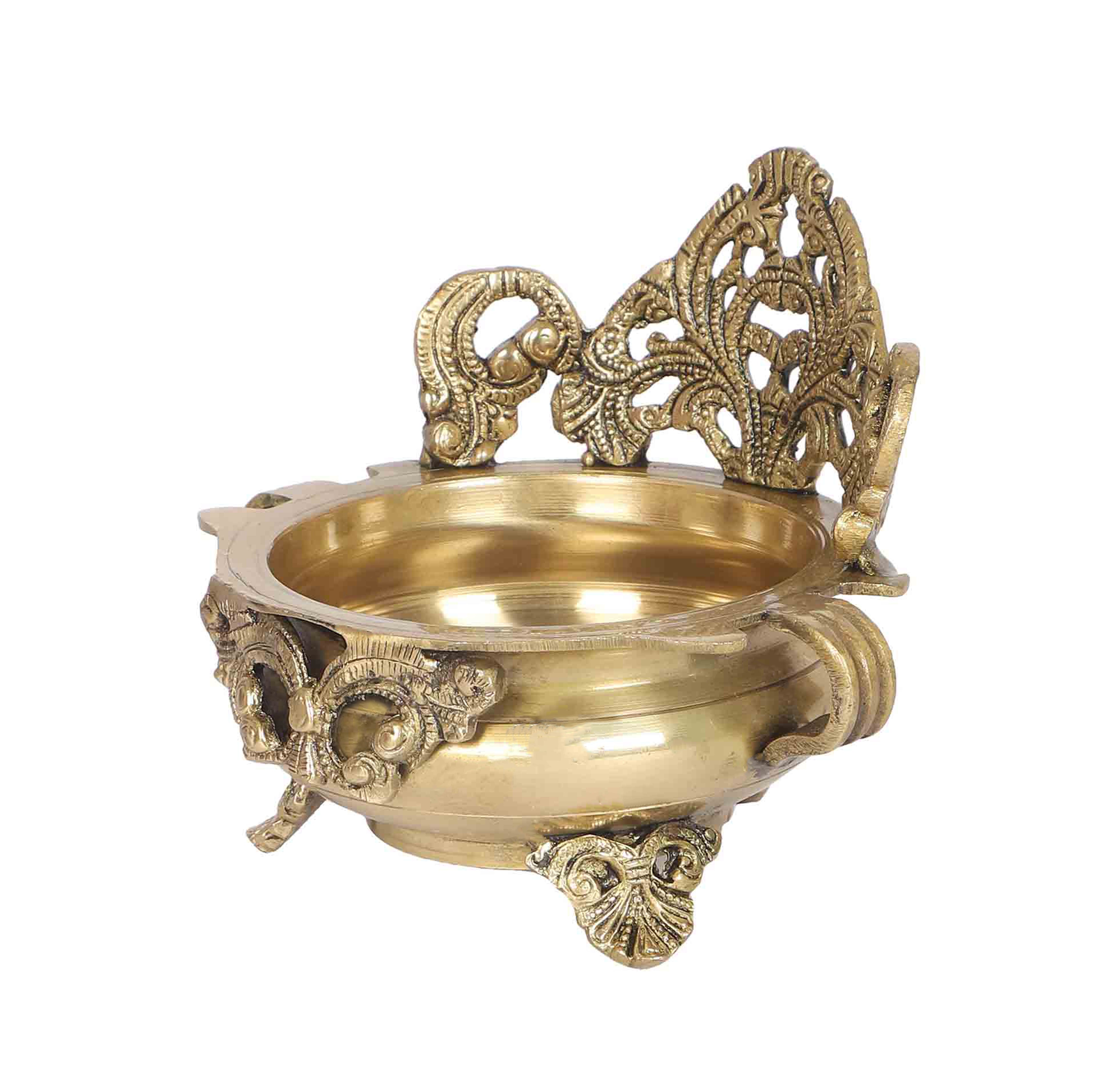Ethnic Carved 6 Inches Floral Urli Bowl Showpiece, Urli Bowl for Home Decor