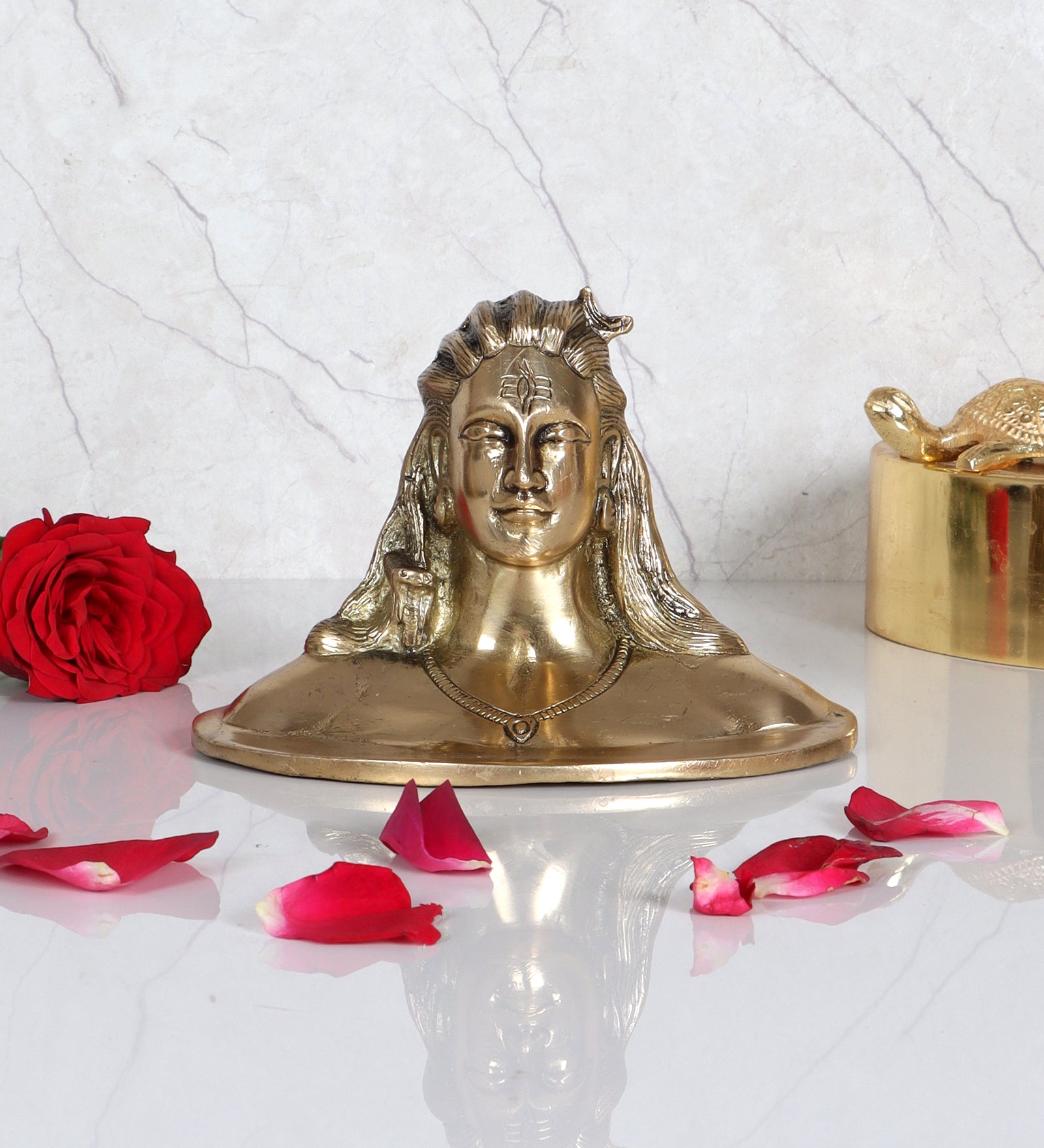 Brass Adiyogi Shiva Bust Idol for Home Décor, Brass Decor Statue