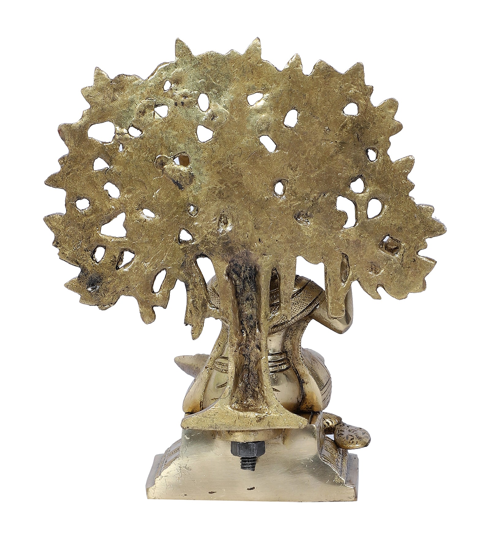 Brass Murli Krishna Sitting under The Tree Showpiece, Krishna Idol for Home Decor