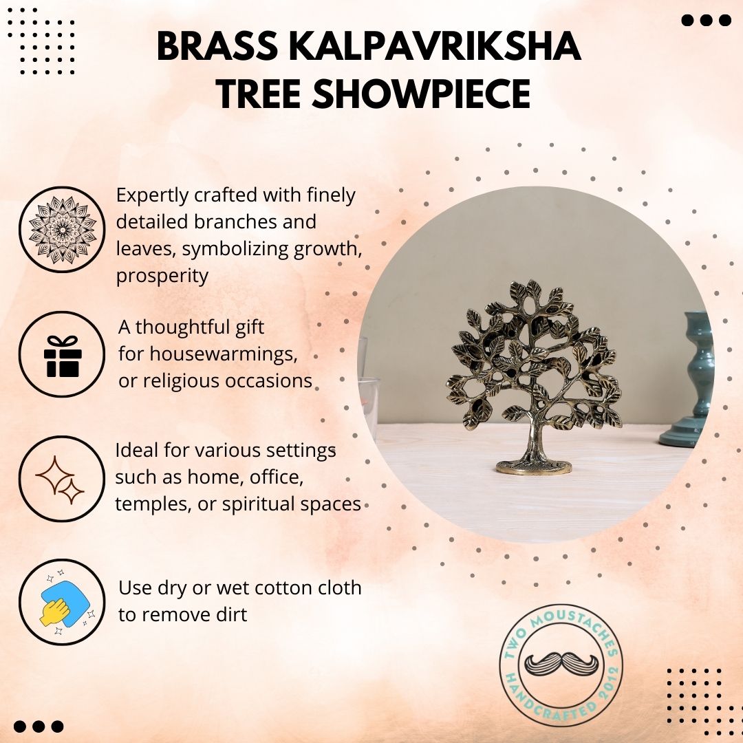 Brass Kalpavriksha Tree Showpiece, Brass Showpiece for Good Fortune