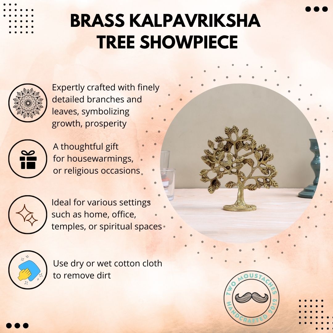 Brass Kalpavriksha Tree Showpiece, Brass Showpiece for Good Fortune