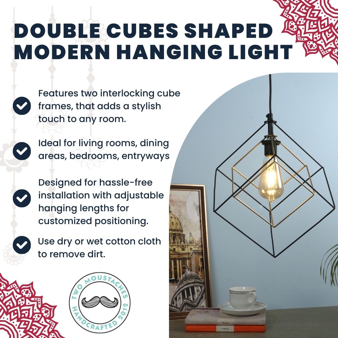 Double Cube Shaped Modern Hanging Light, Pendant Lights for Home & Office (Without Bulb)