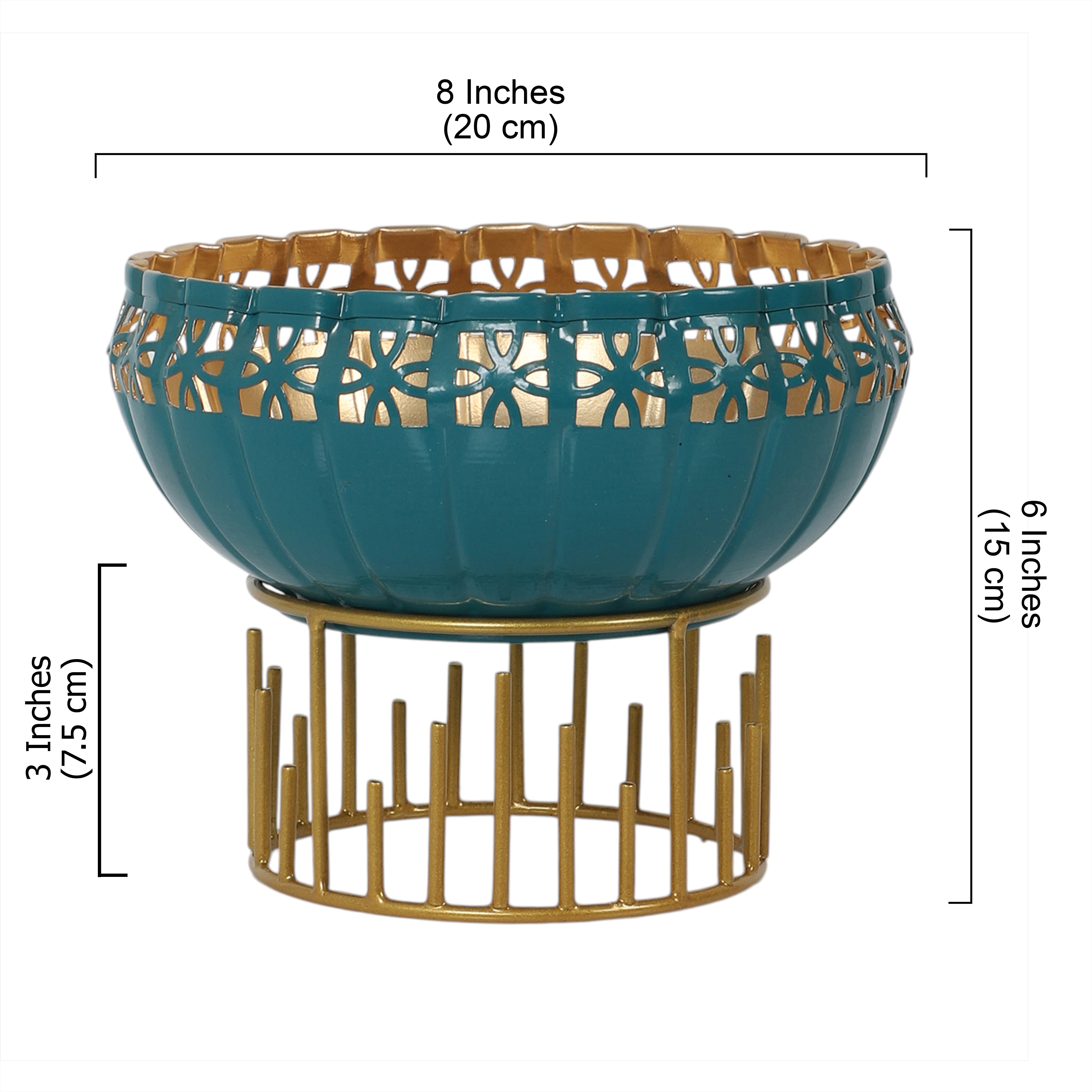 Metal 8 Inches Decorative Urli with Stand, Urli Bowl for Home Decor, Flowers Decoration Bowl, Urli Bowl for Floating Flowers