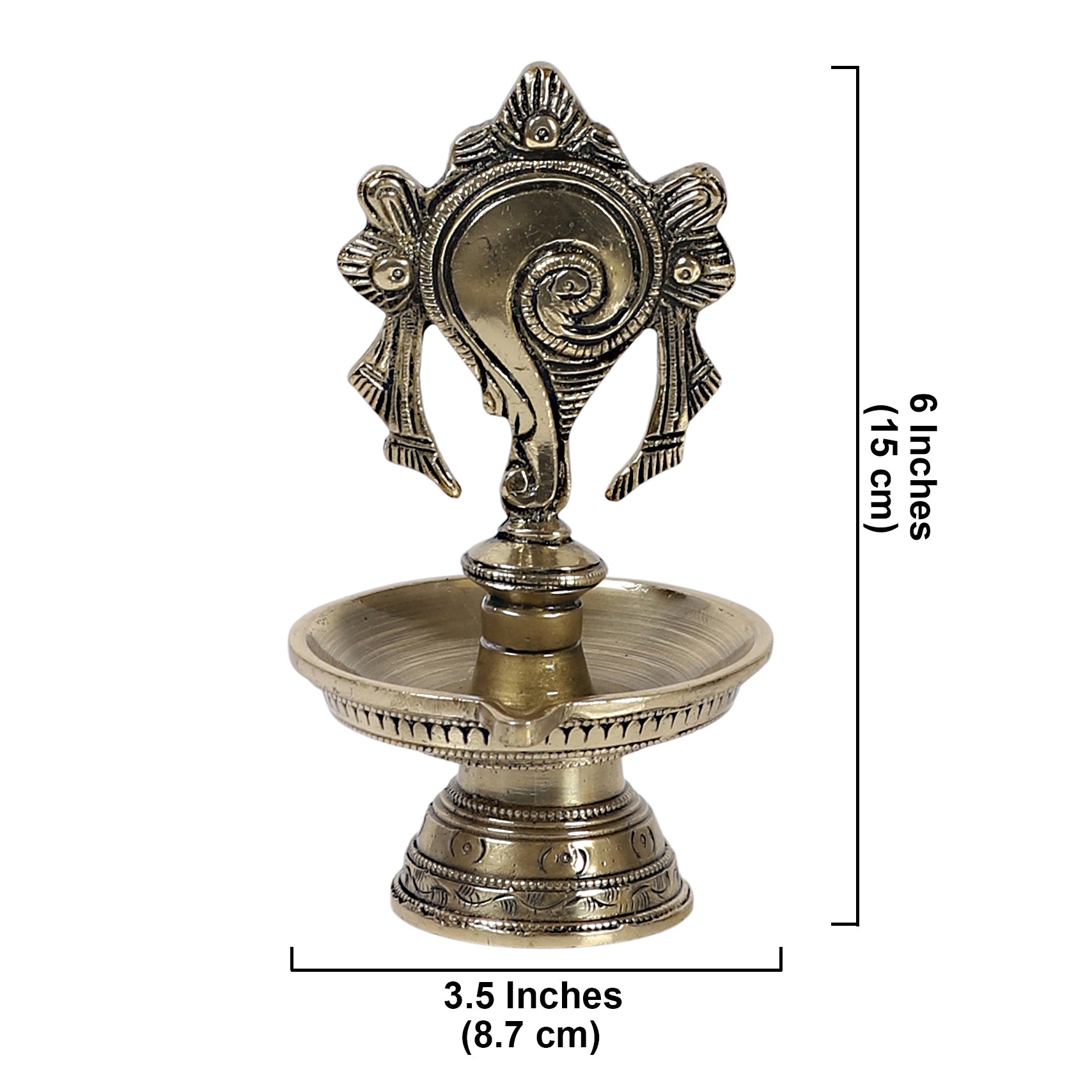 Brass 6 Inches Shankh Design Diya , Pooja Deepak for Home Temple ,Diya for Home Decor