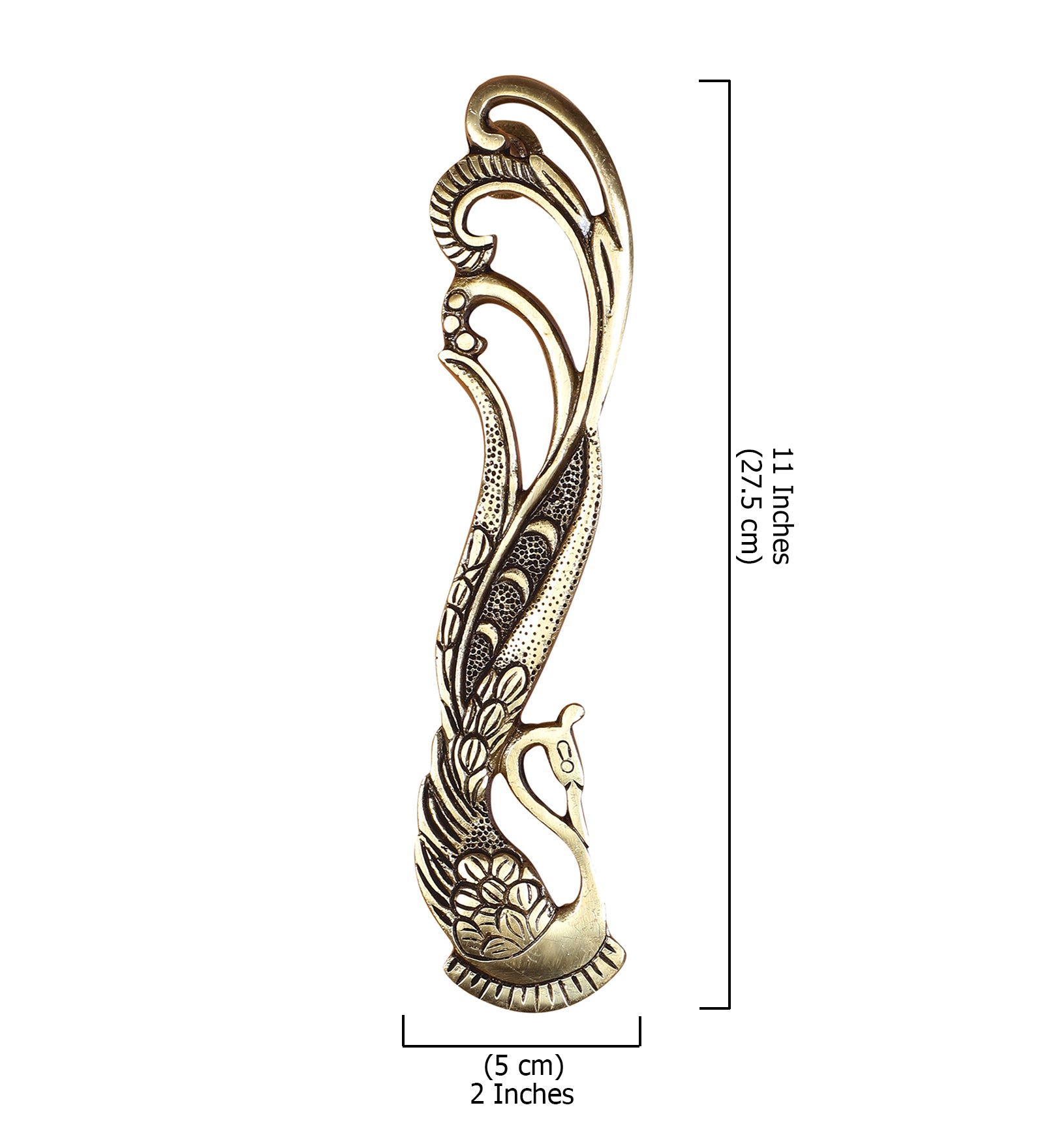 Peacock Design 11 Inches Brass Door Handle Pair, Main Door Handles