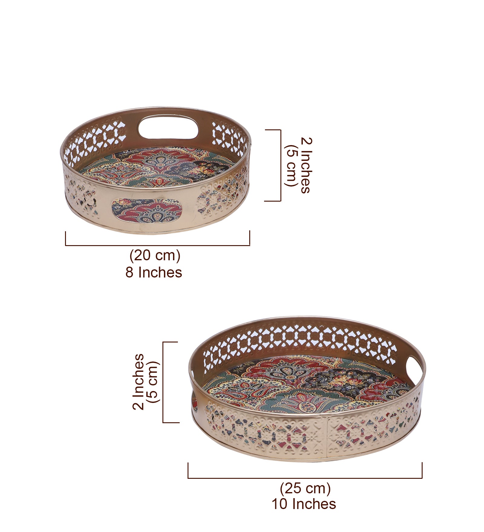 Traditional Design Serving Trays Set (8 Inches & 10 Inches), Serving Plates for Home