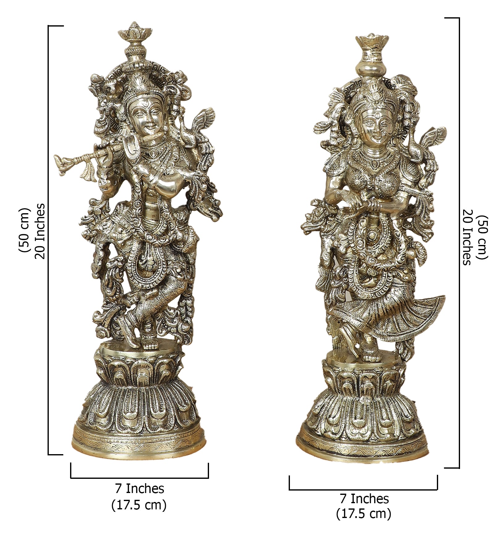 Brass Radha Krishna Statue | Big Size Radha Krishna Murti for Home Decor