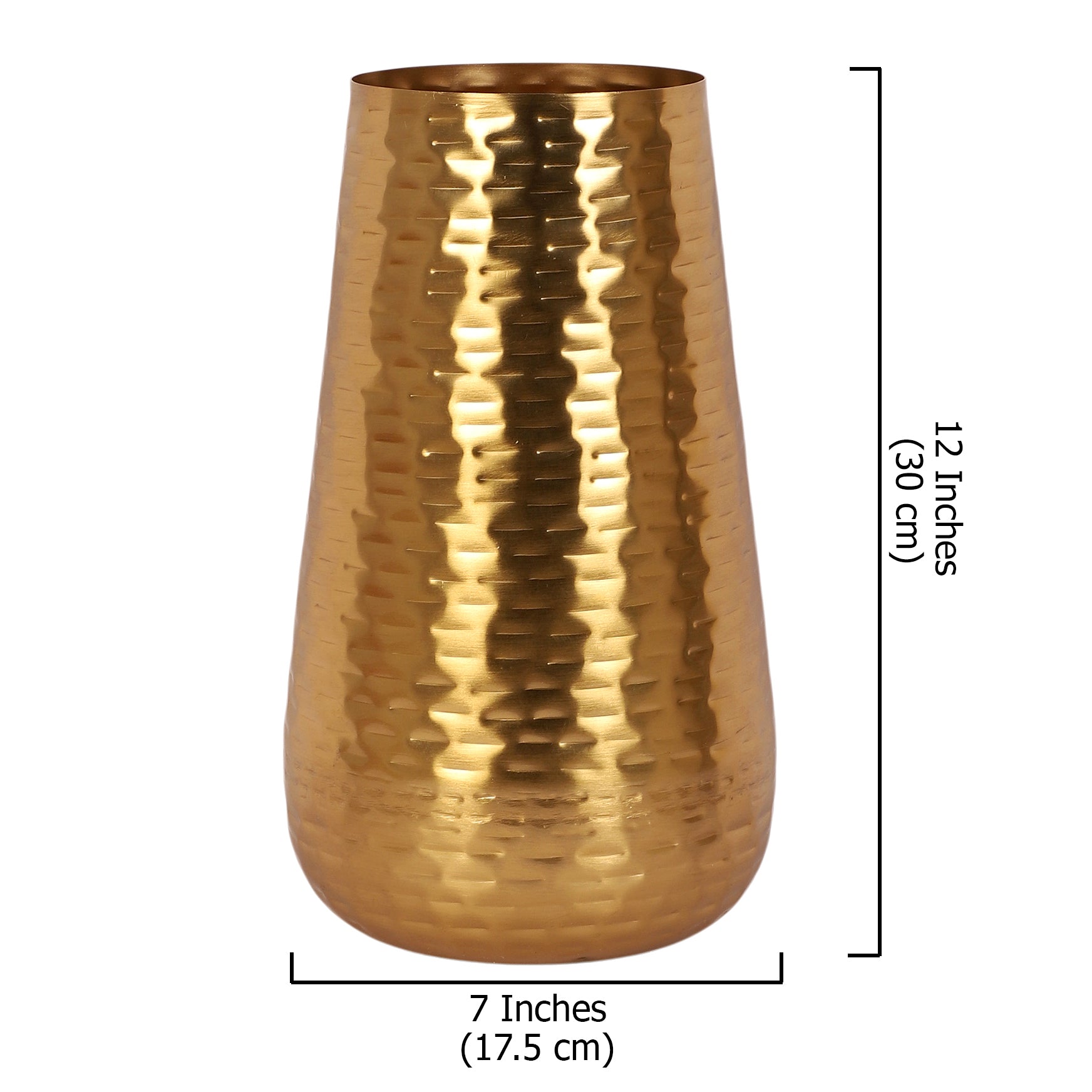 Metal 12 Inches Hammered Golden Finish Flowers Vase, Flowers Vase for Home Decor, Flowers Pot for Home & Office, Housewarming Gifts