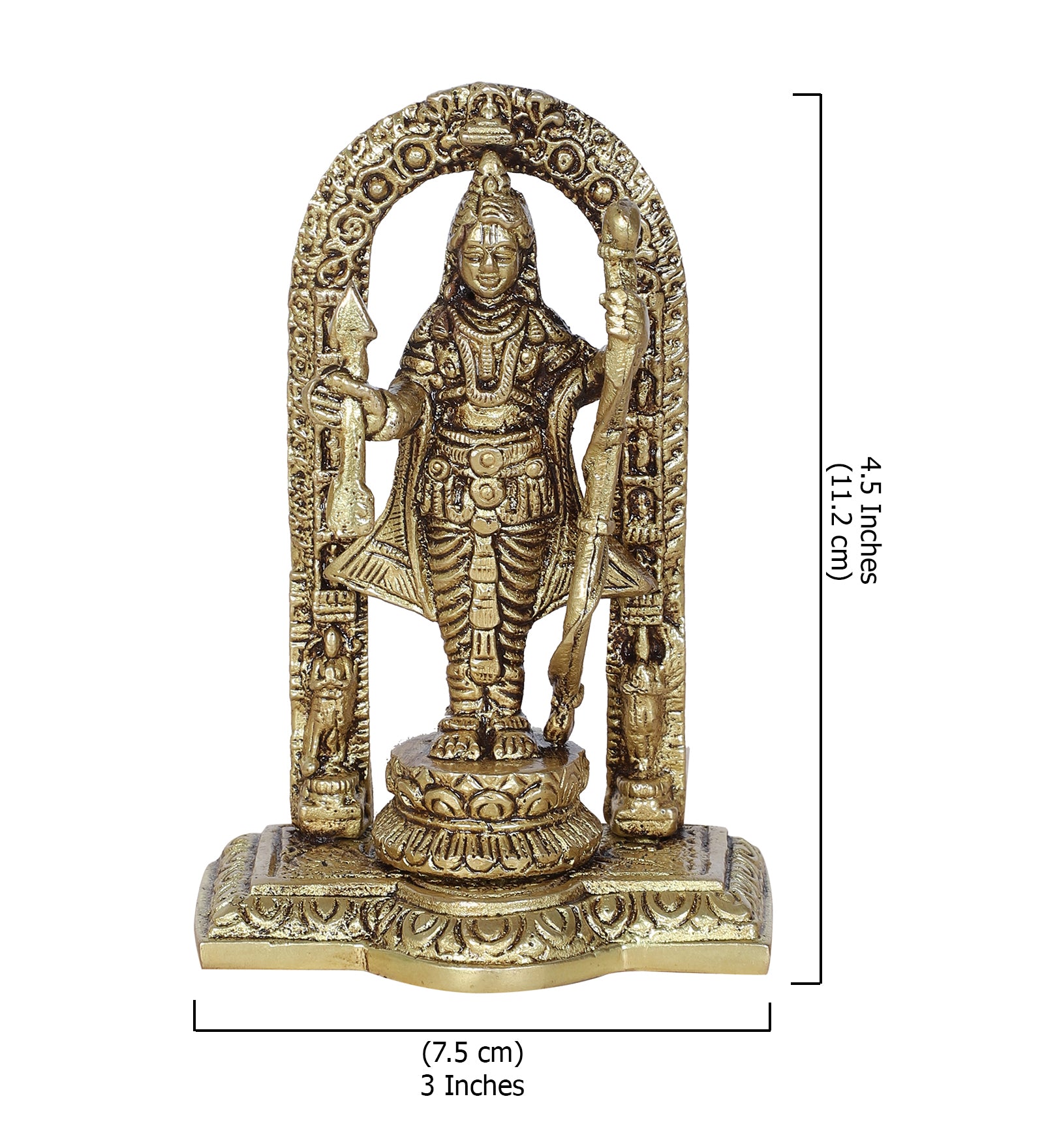 4.5 Inches Ayodhya Ram Lalla Brass Idol, Shri Ram Brass Statue for Mandir