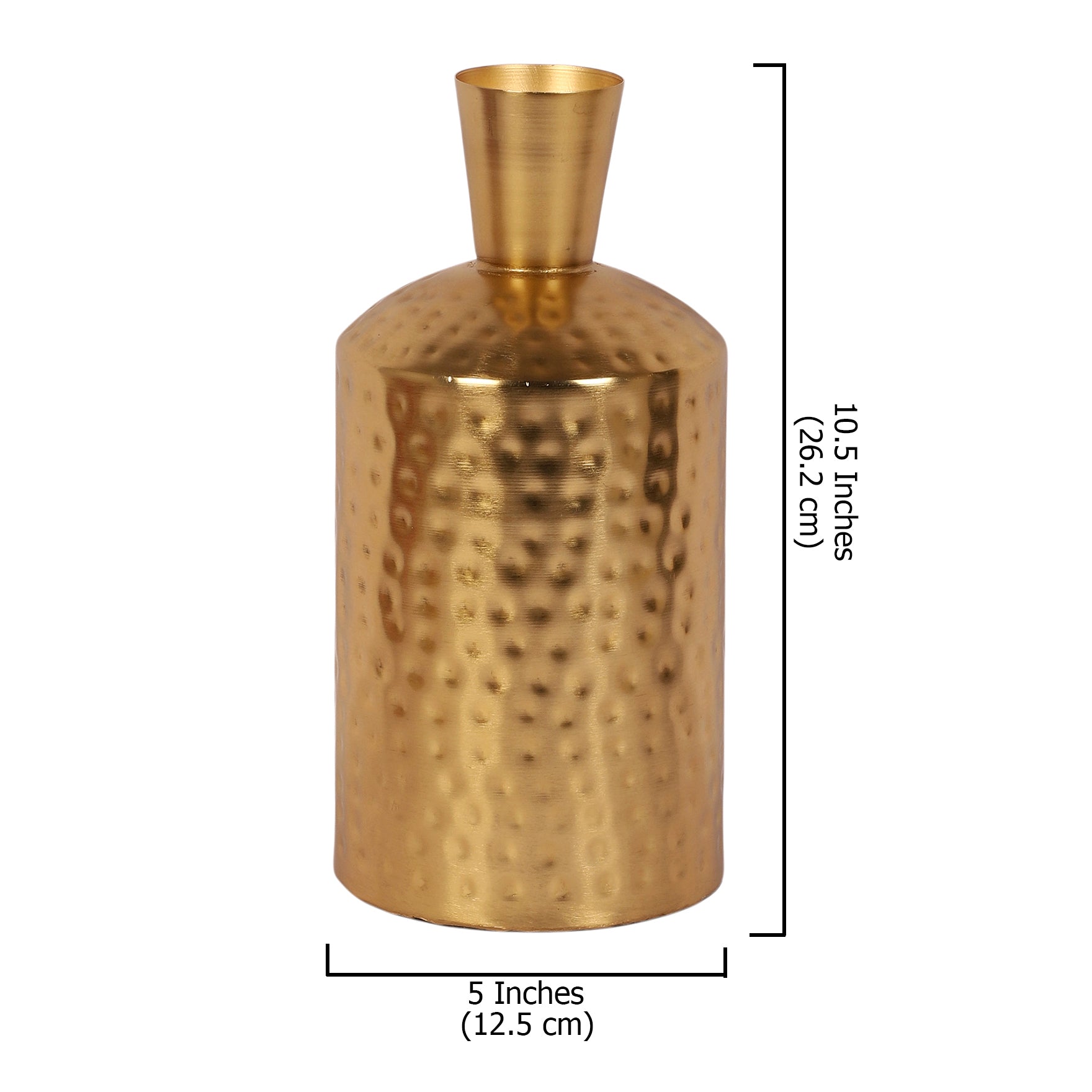 Metal Hammered Golden Finish Flowers Vase, Flowers Vase for Home Decor, Flowers Pot for Home & Office
