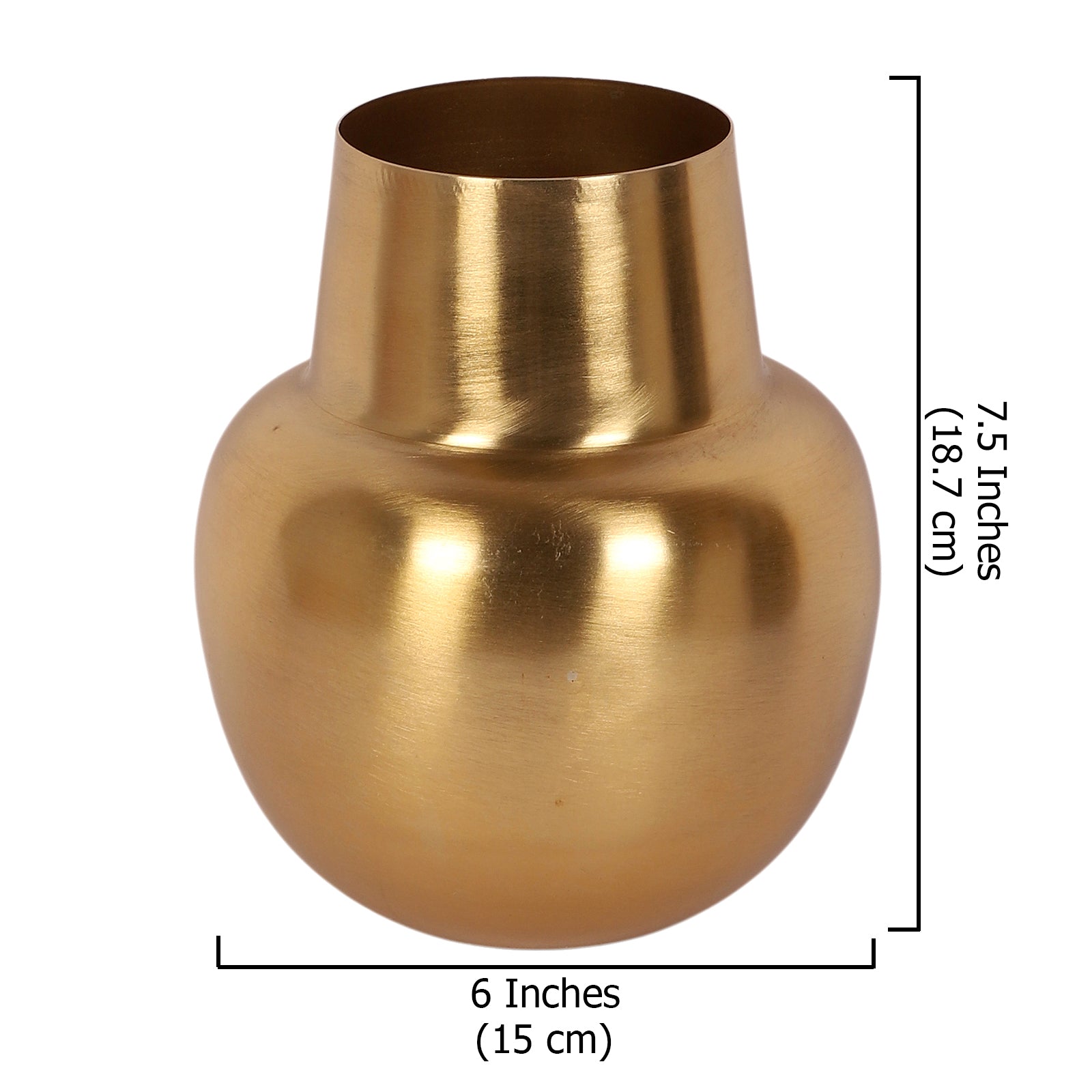 Metal 7.5 Inches Gold Finish Flowers Vase, Flowers Vase for Home Decor, Flowers Pot for Home & Office