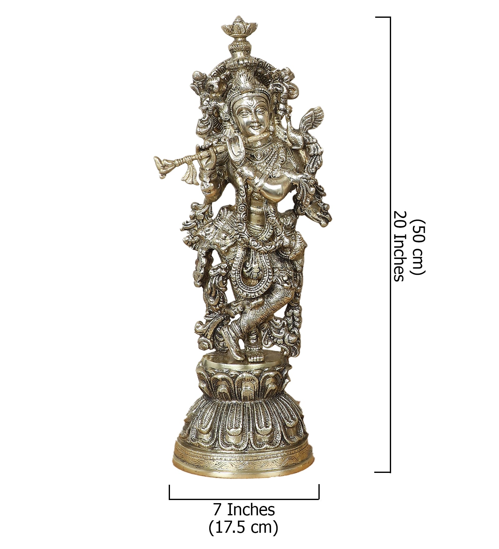 Brass Murli Krishna Statue, Brass God Idols, Krishna Murti for Home Temple