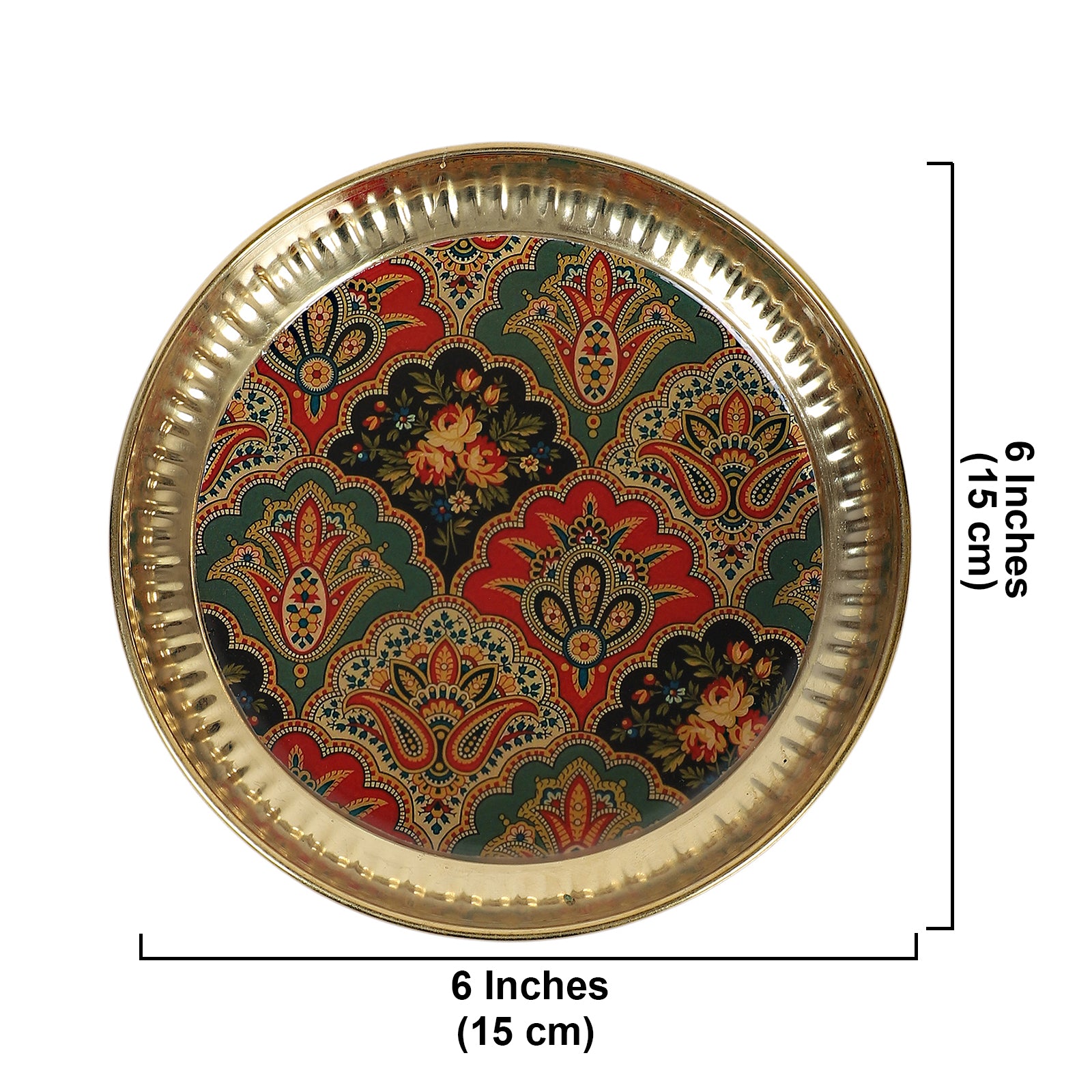 Brass 6 Inches Traditional Design Pooja Thali, Puja Aarti Thali for Home Temple, Gifts for Puja Ceremony