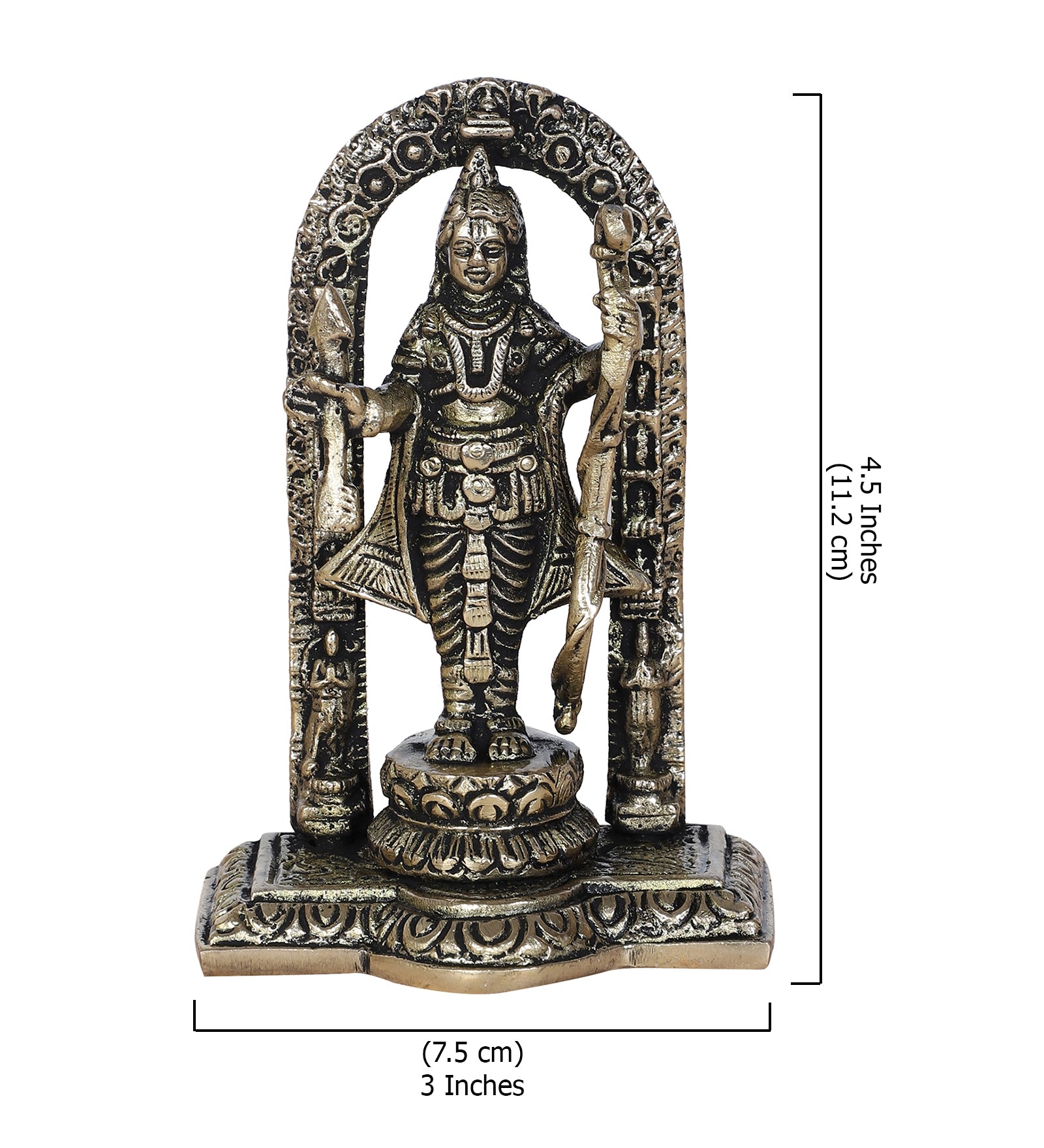 4.5 Inches Ayodhya Ram Lalla Brass Idol, Shri Ram Brass Statue for Mandir