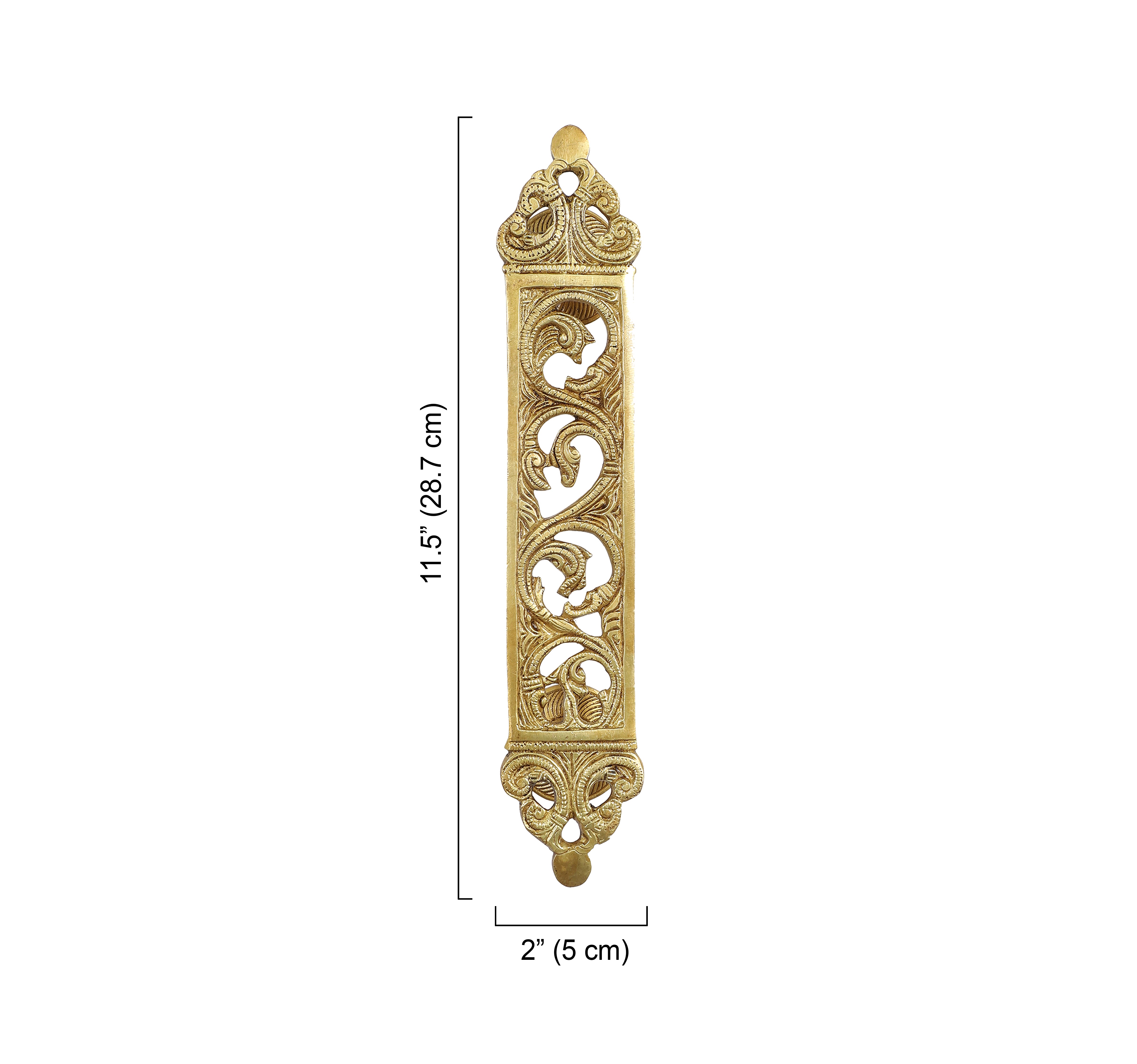 Ethnic Indian Design Carved 11.5 Inches Brass Door Handle, Main Door Handle