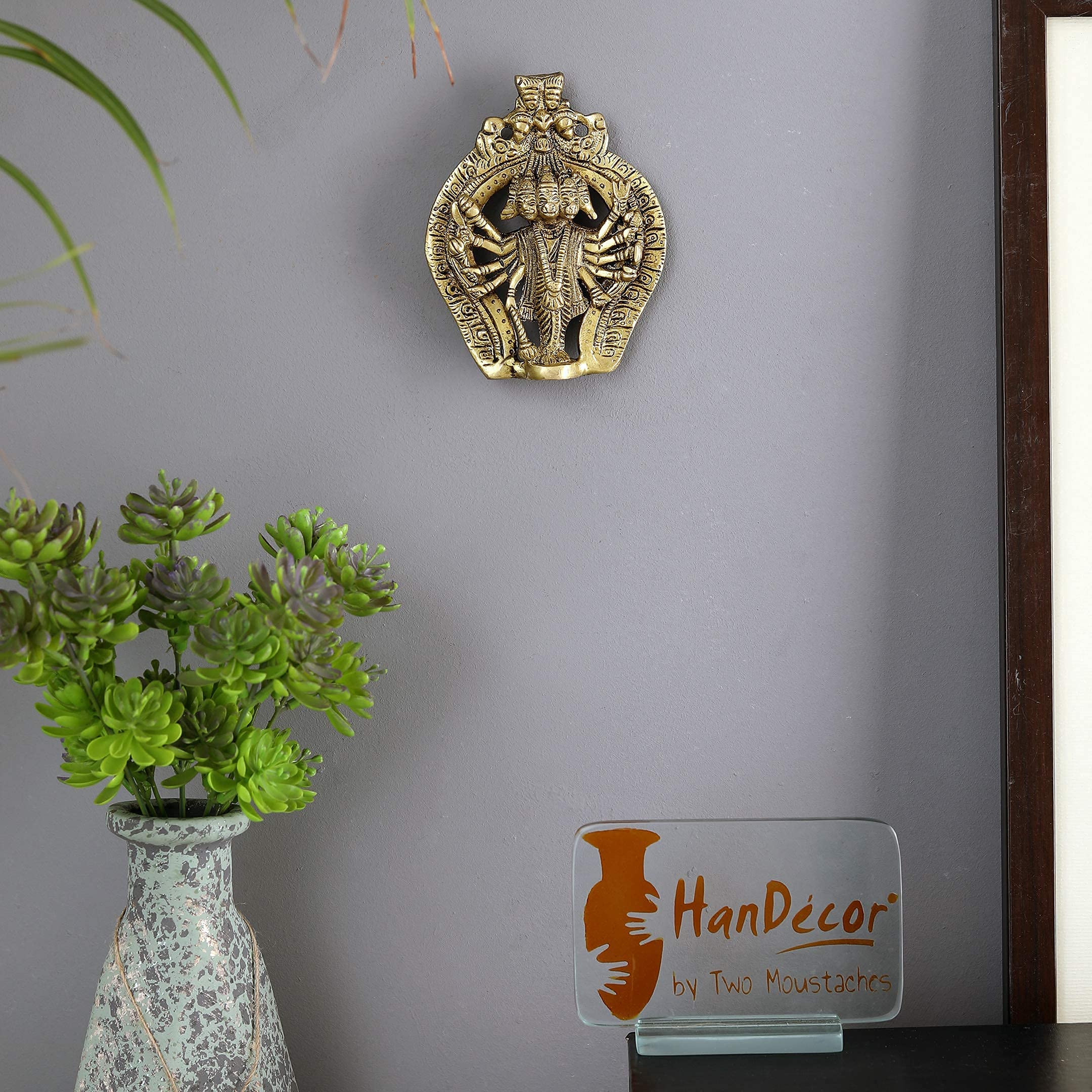 Panchmukhi Hanuman Brass Wall Hanging Idol for Home Decor