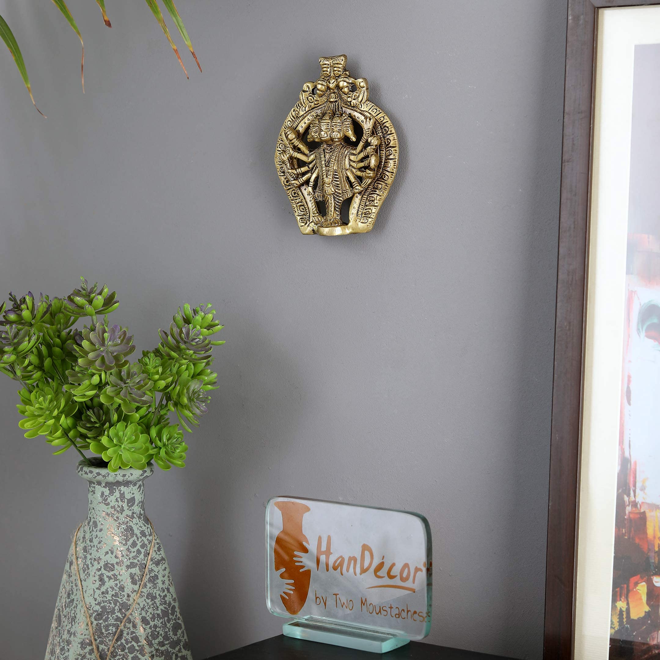 Panchmukhi Hanuman Brass Wall Hanging Idol for Home Decor