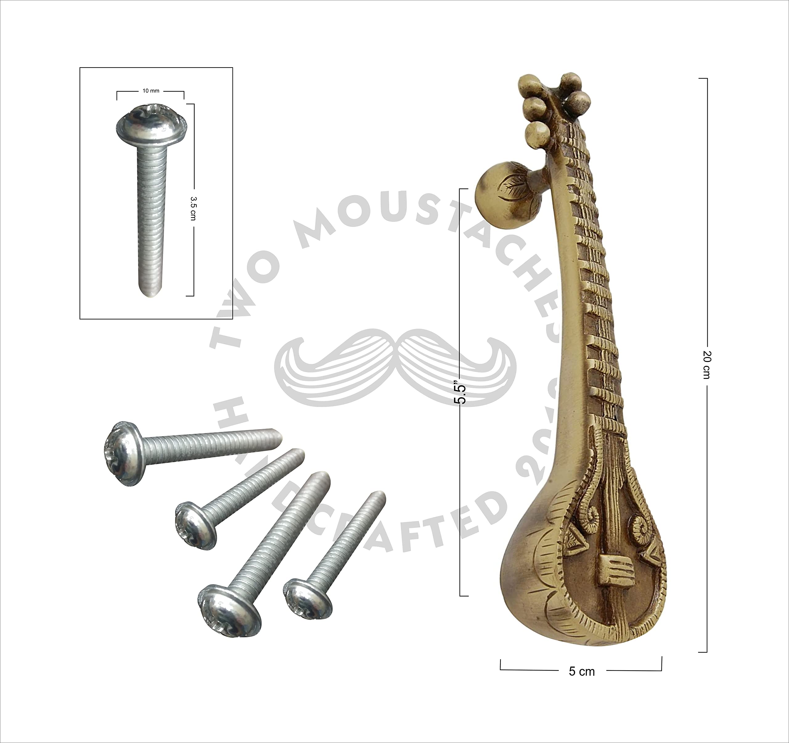 Sitar Design Brass Door Handle