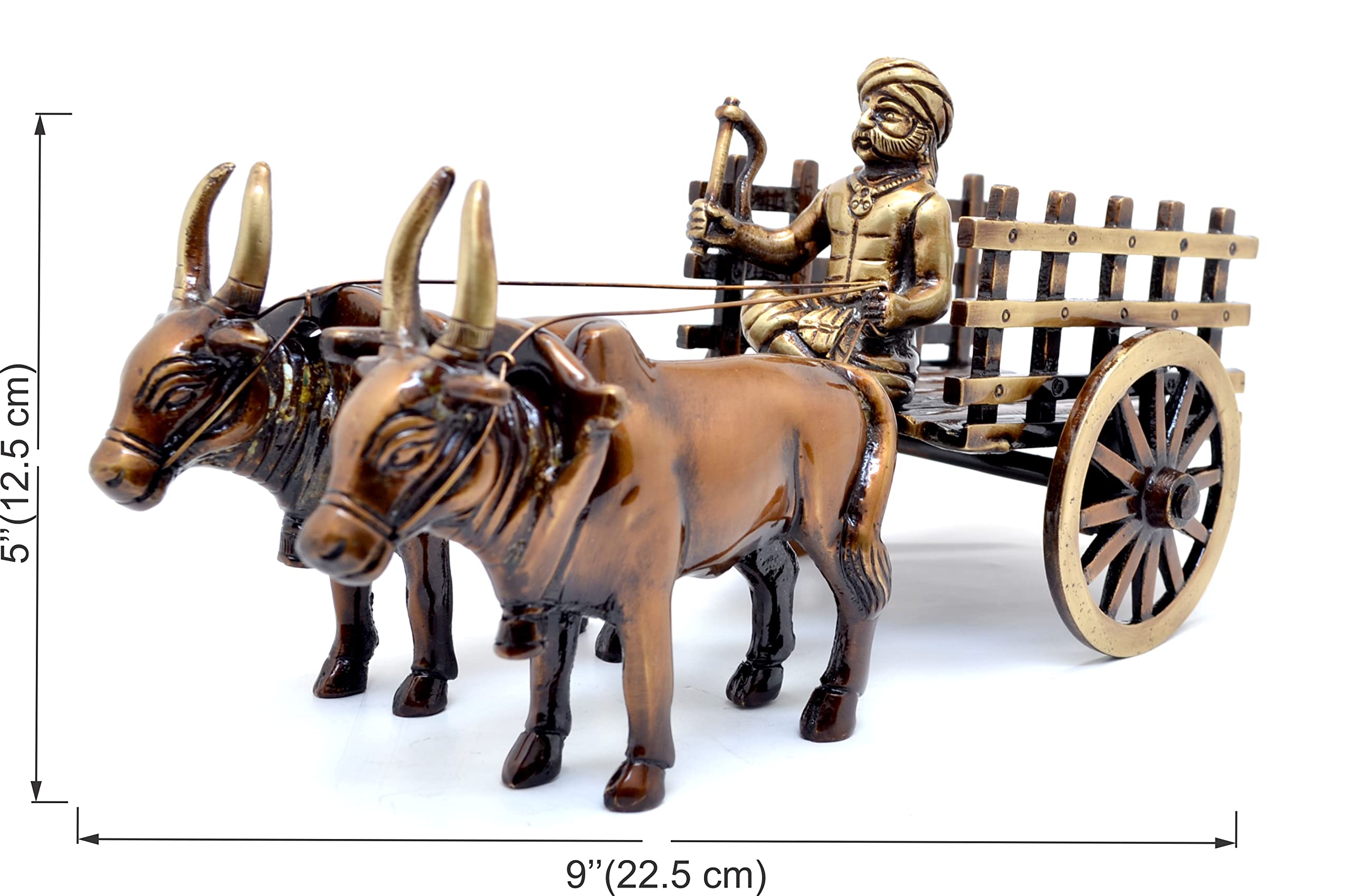 Vintage Bullock Cart Design Brass Decor Showpiece