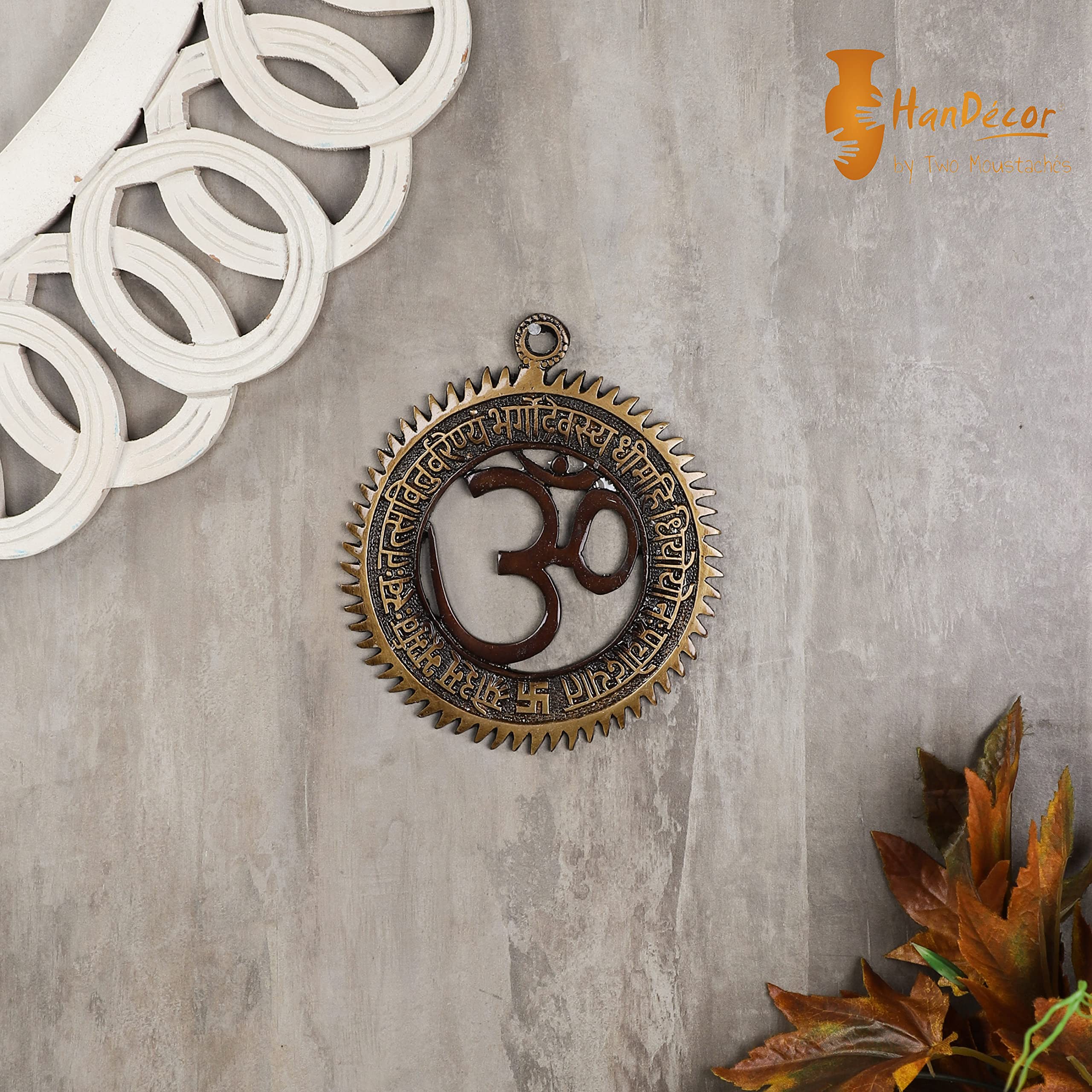 Gayatri Mantra with Embedded Om Brass Wall Hanging Showpiece