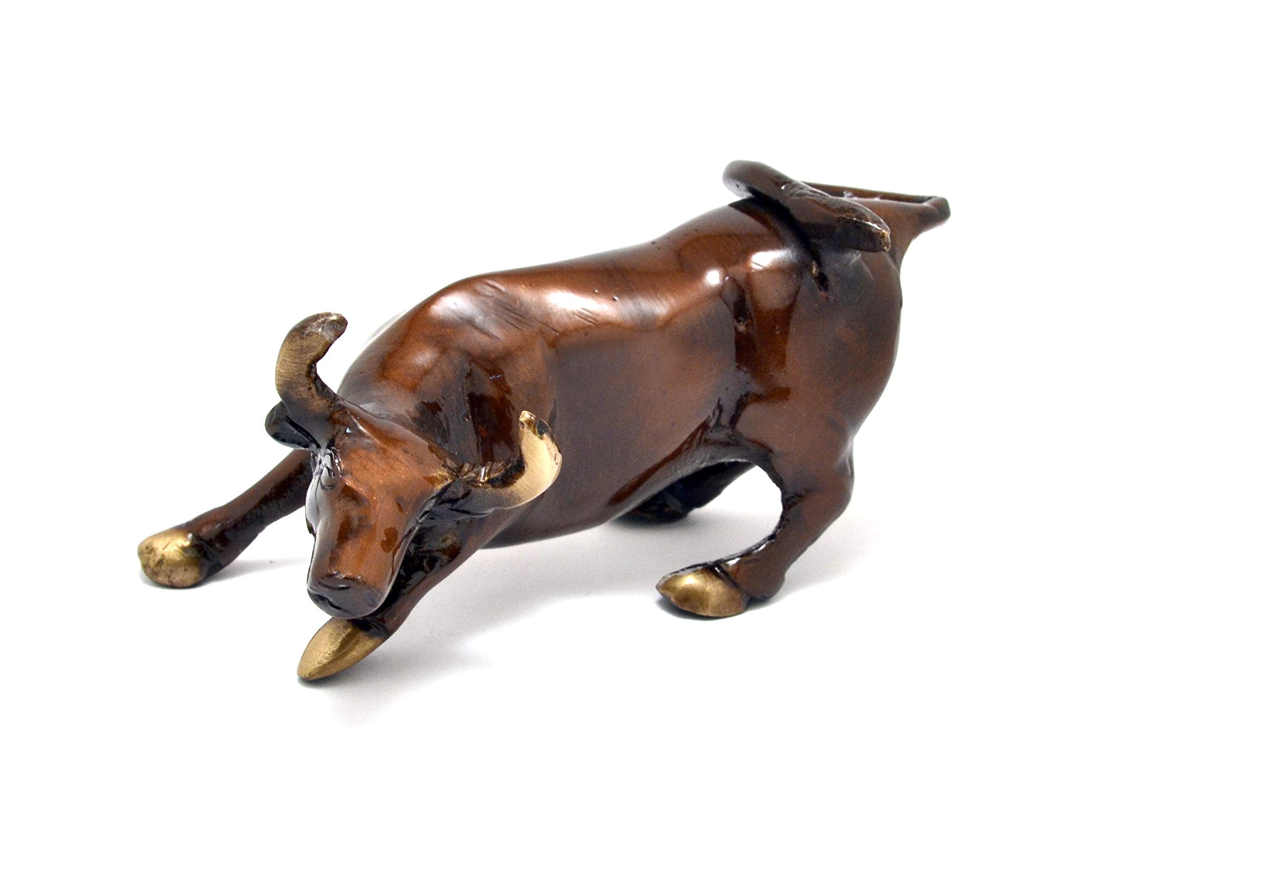 Charging Bull Brass Showpiece, Brass 5 Inches Charges Bull Showpiece