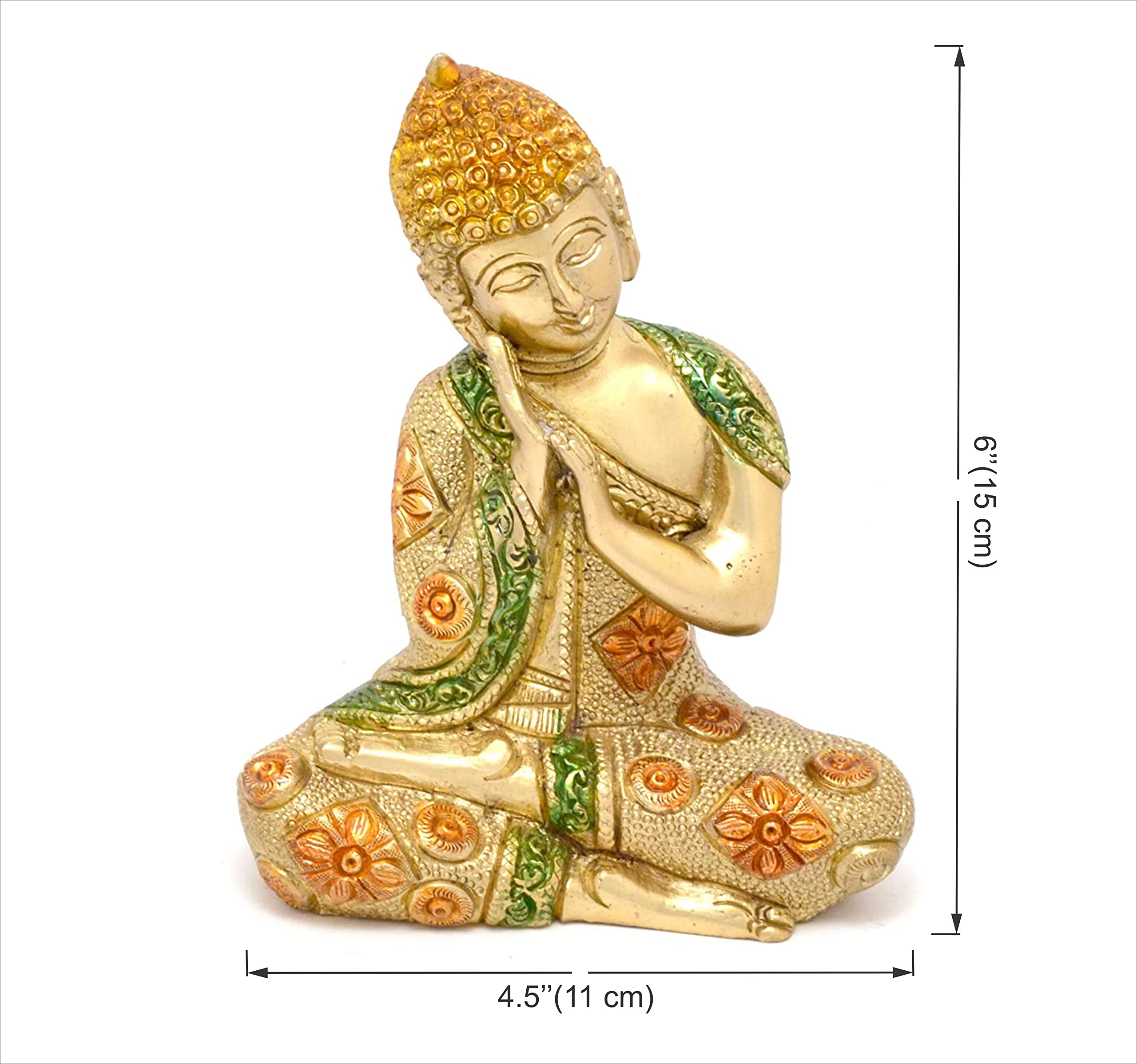 Buddha Resting Premium Brass Multicolored Showpiece