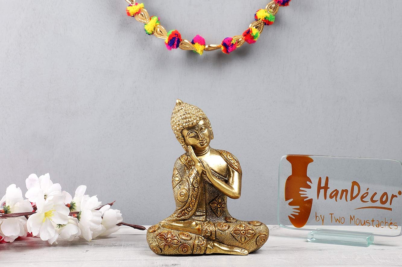 Buddha Resting Premium Brass Multicolored Showpiece