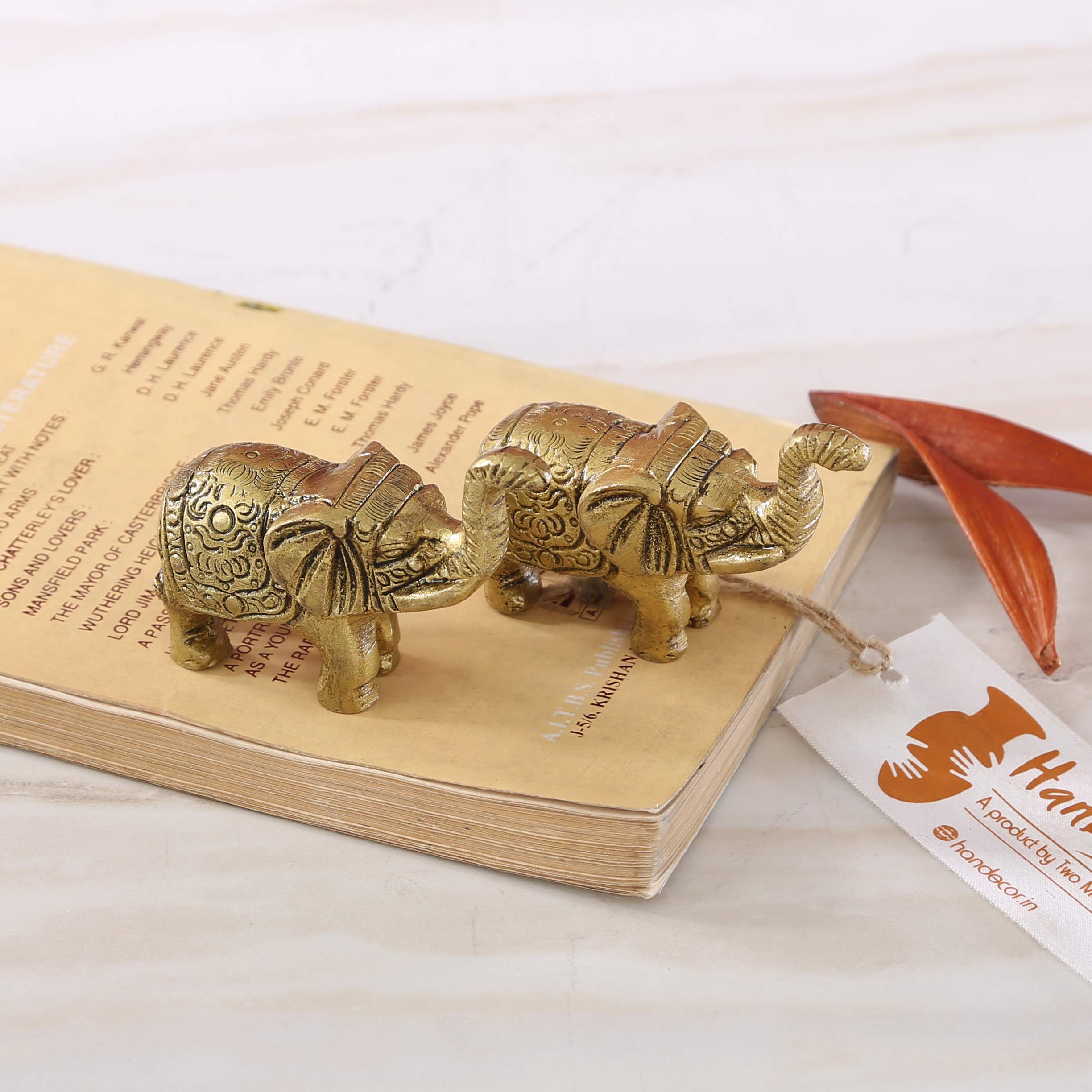 Handcrafted Brass Elephant Showpiece (Set of 2)