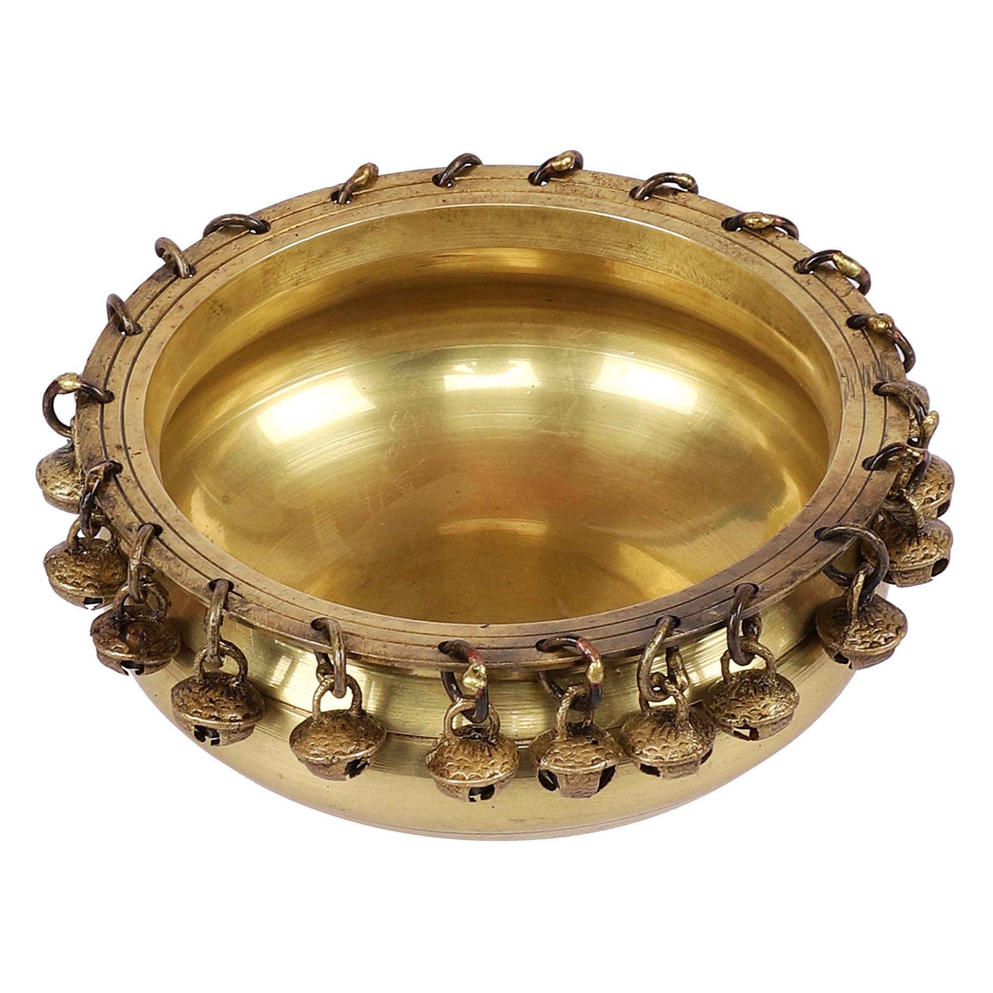 Brass Urli Ethnic Traditional Bowl with Bells Showpiece